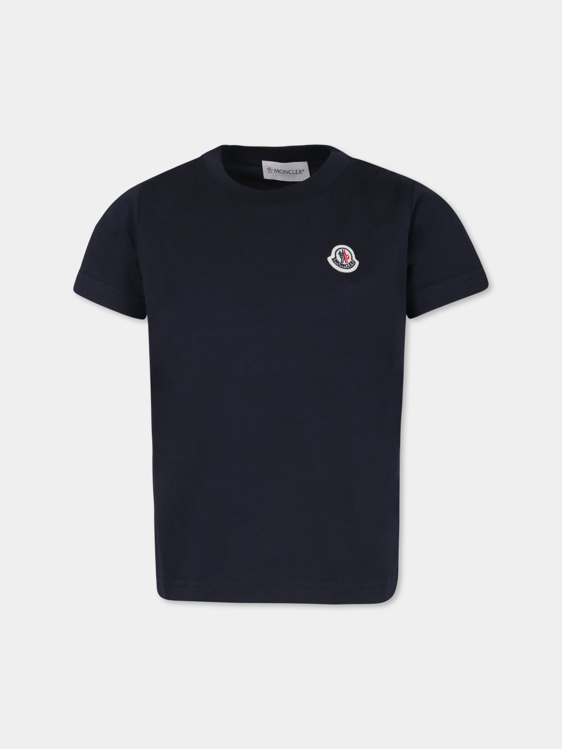 T-shirt blu per bambini con logo,Moncler Kids,J2954 8C00007 83907 742