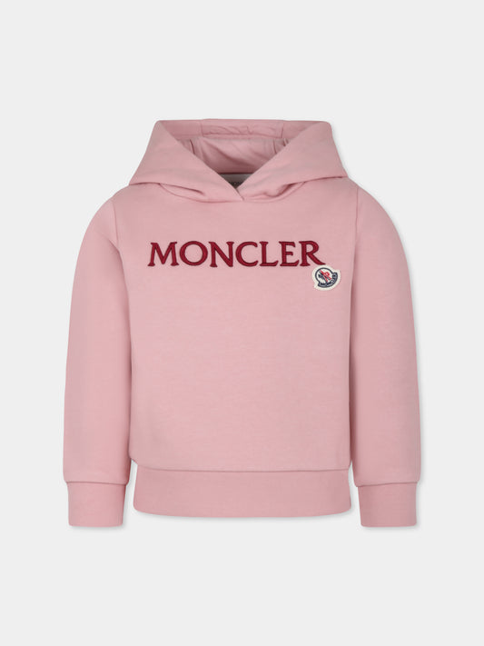 Felpa rosa per bambina con logo,Moncler Kids,J2954 8G00014 899PS 500