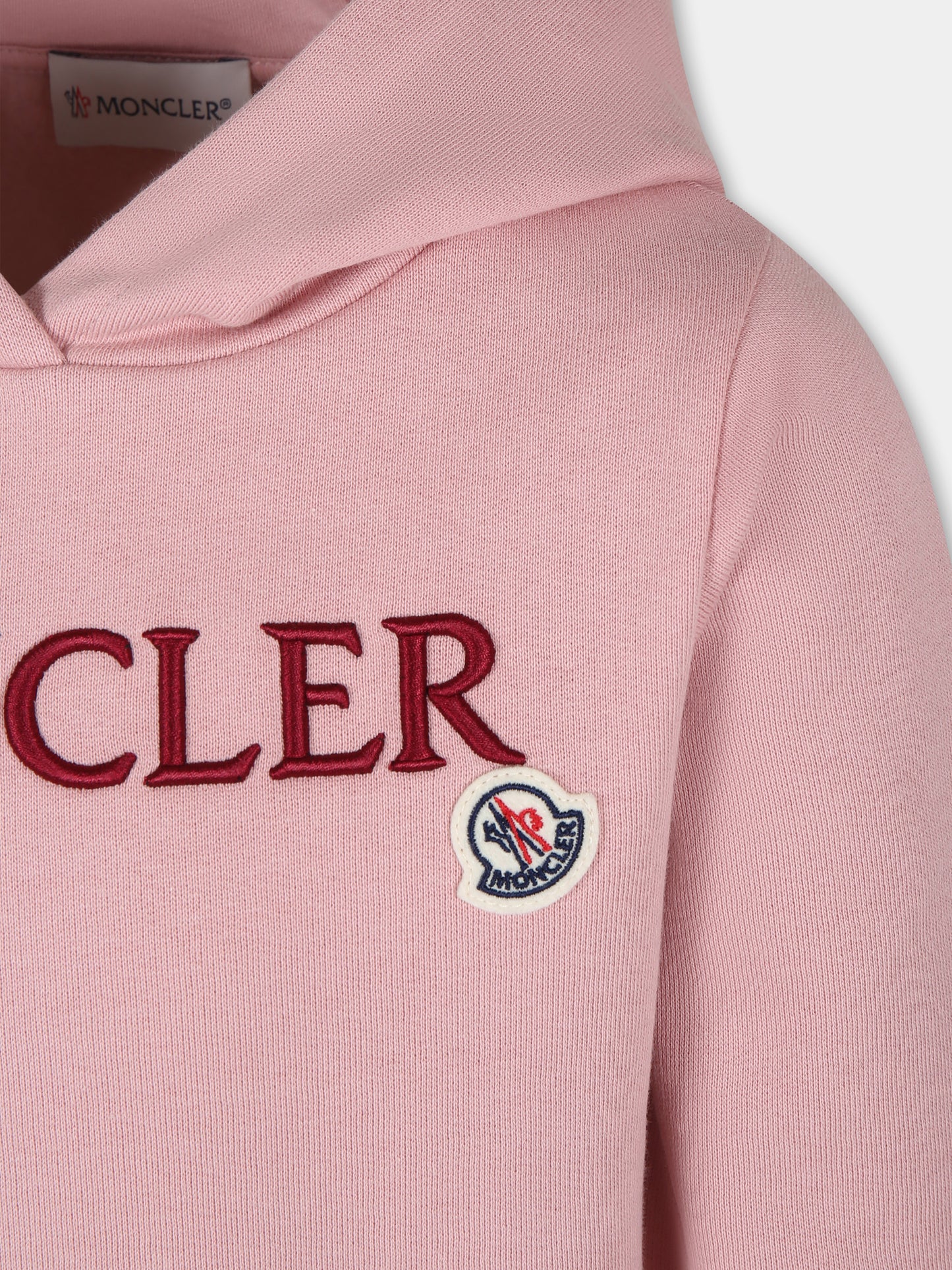 Felpa rosa per bambina con logo,Moncler Kids,J2954 8G00014 899PS 500