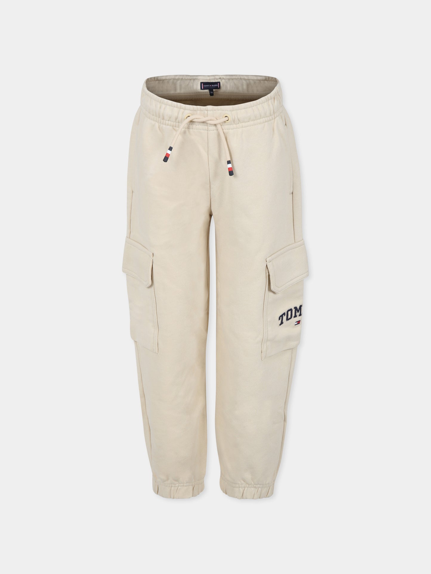 Pantaloni beige per bambino con logo,Tommy Hilfiger Junior,KB0KB09120T AEX