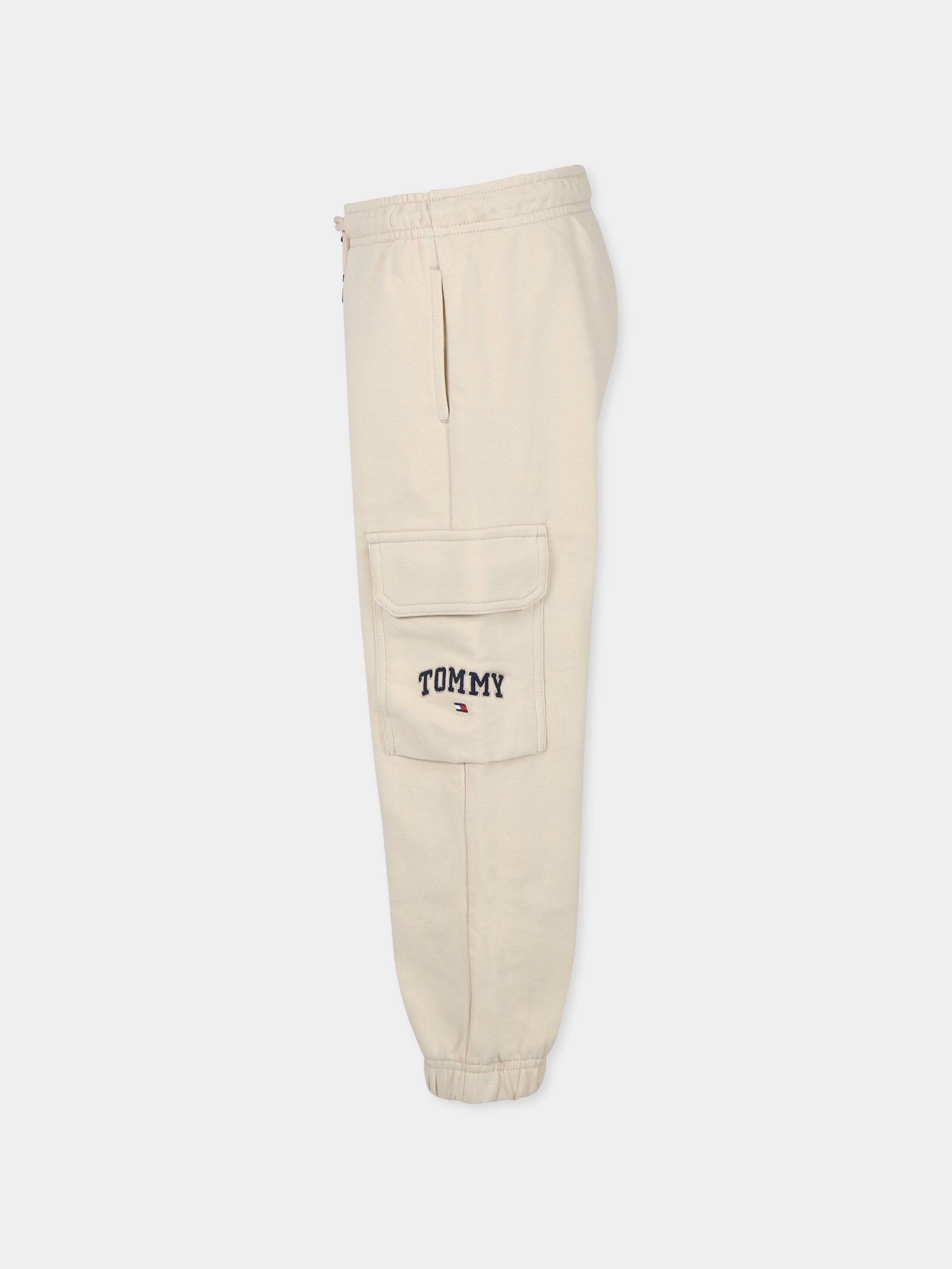 Pantaloni beige per bambino con logo,Tommy Hilfiger Junior,KB0KB09120T AEX