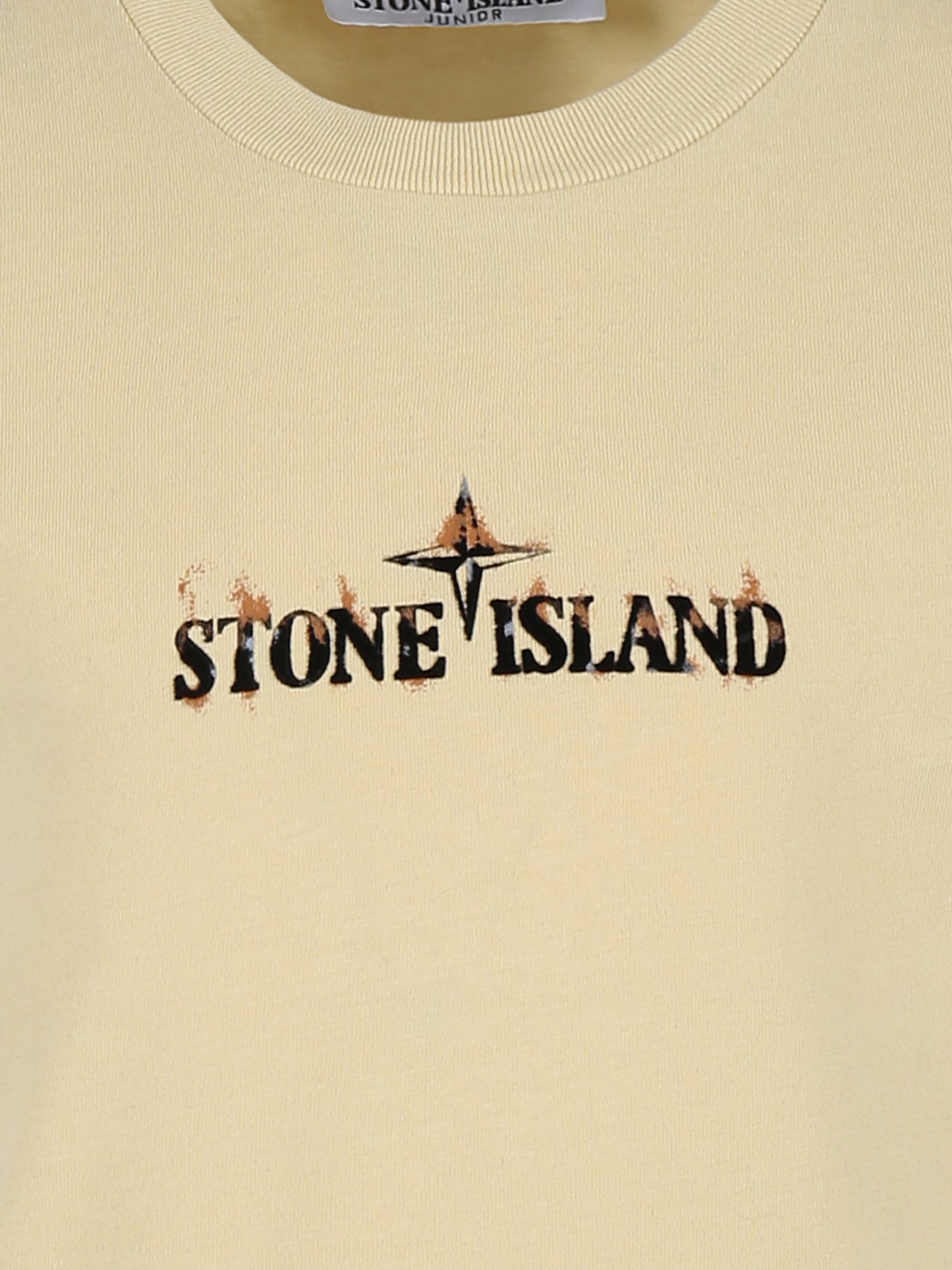 T-shirt beige per bambino con logo,Stone Island Junior,811621056 V0091