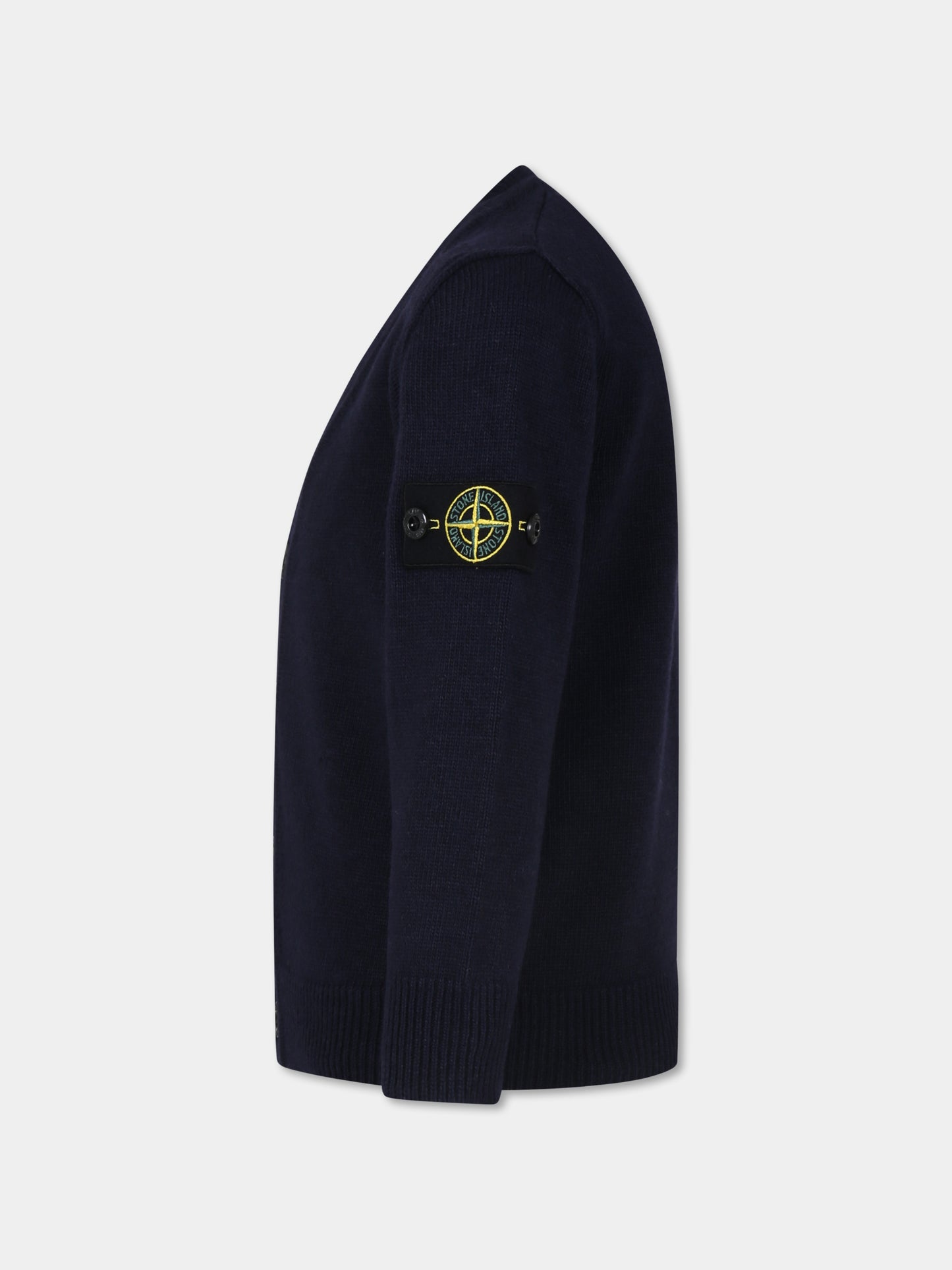 Cardigan blu per bambino con bussola,Stone Island Junior,8116501Z1 V0020