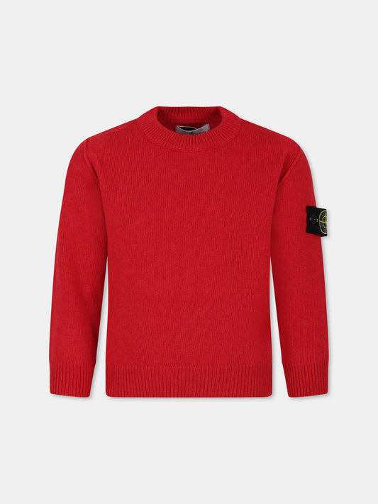Maglione rosso per bambino con bussola,Stone Island Junior,8116502Z1 V0010