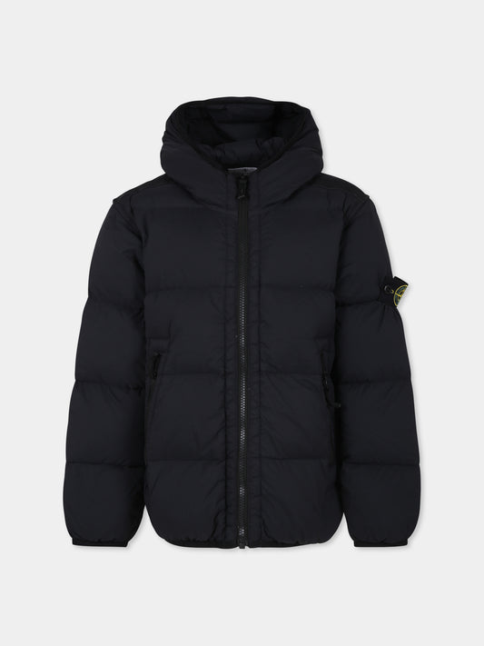 Piumino nero per bambino con bussola,Stone Island Junior,811640328 V0029