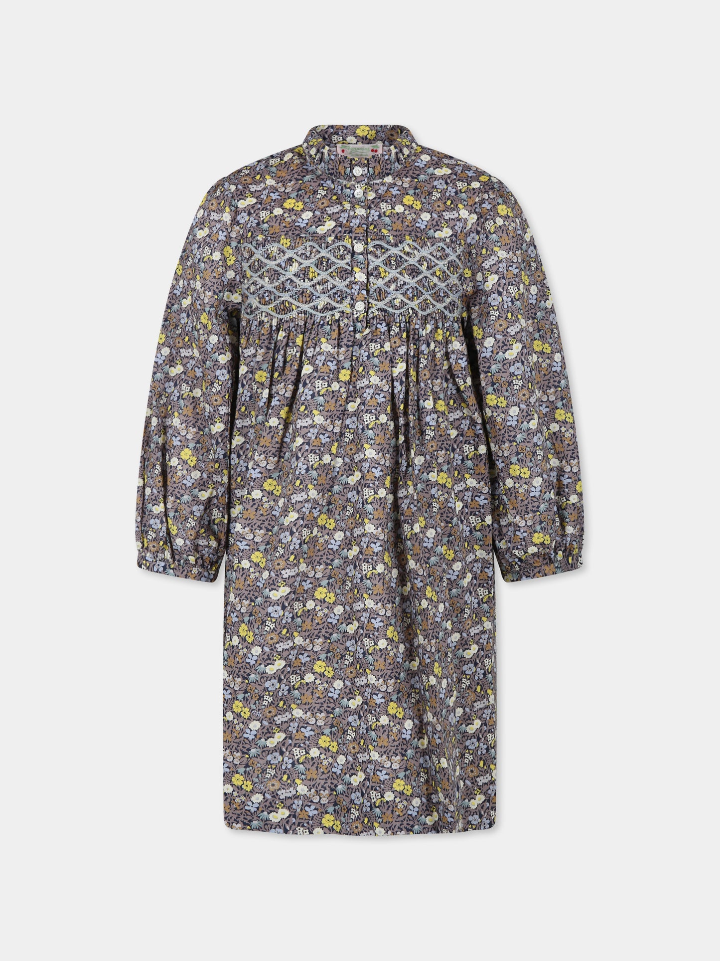 Vestito multicolor per bambina con stampa floreale,Bonpoint,W04GDRW00012 596B