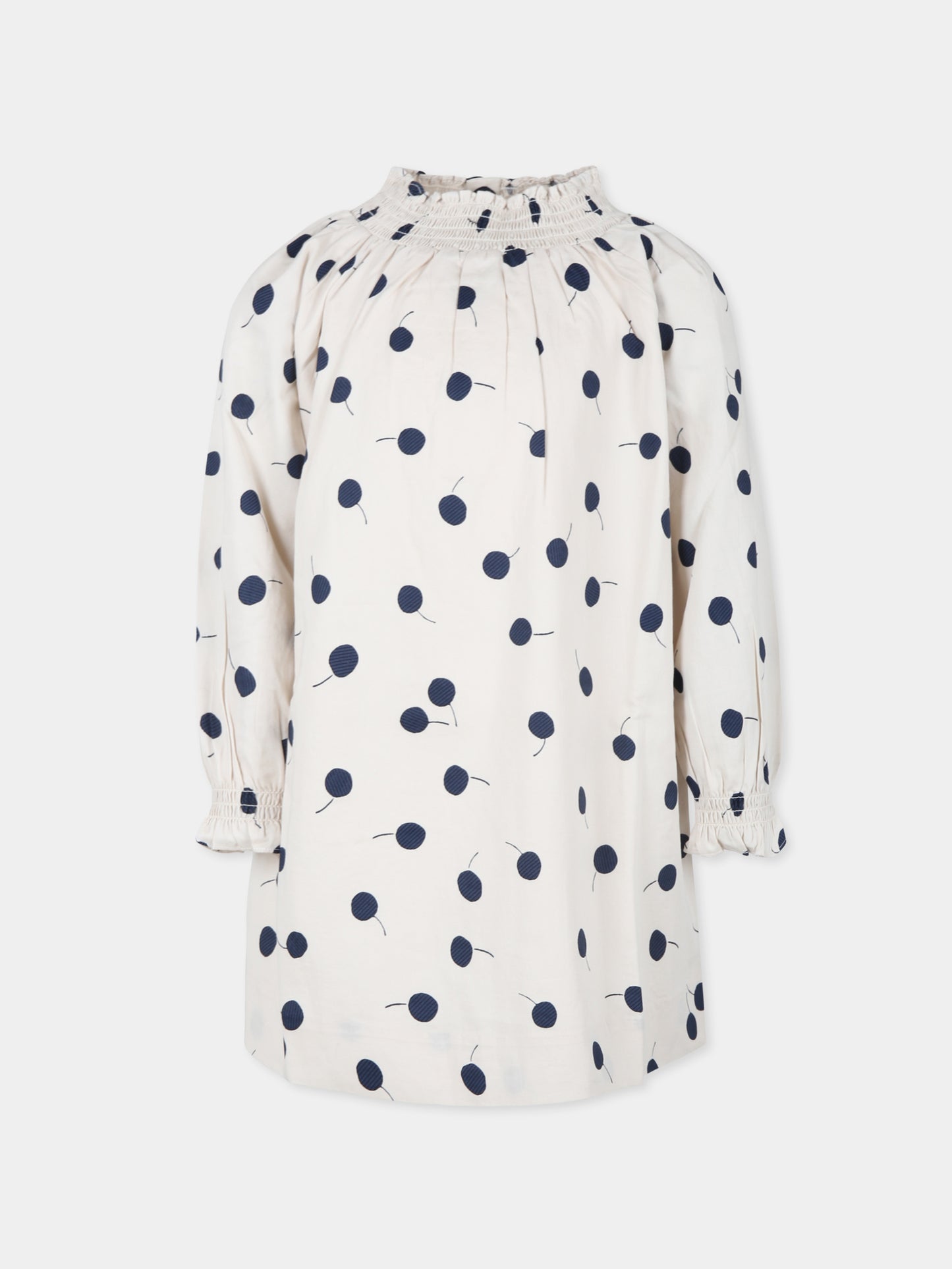 Vestito beige per bambina con ciliegie,Bonpoint,W04GDRW00013 670