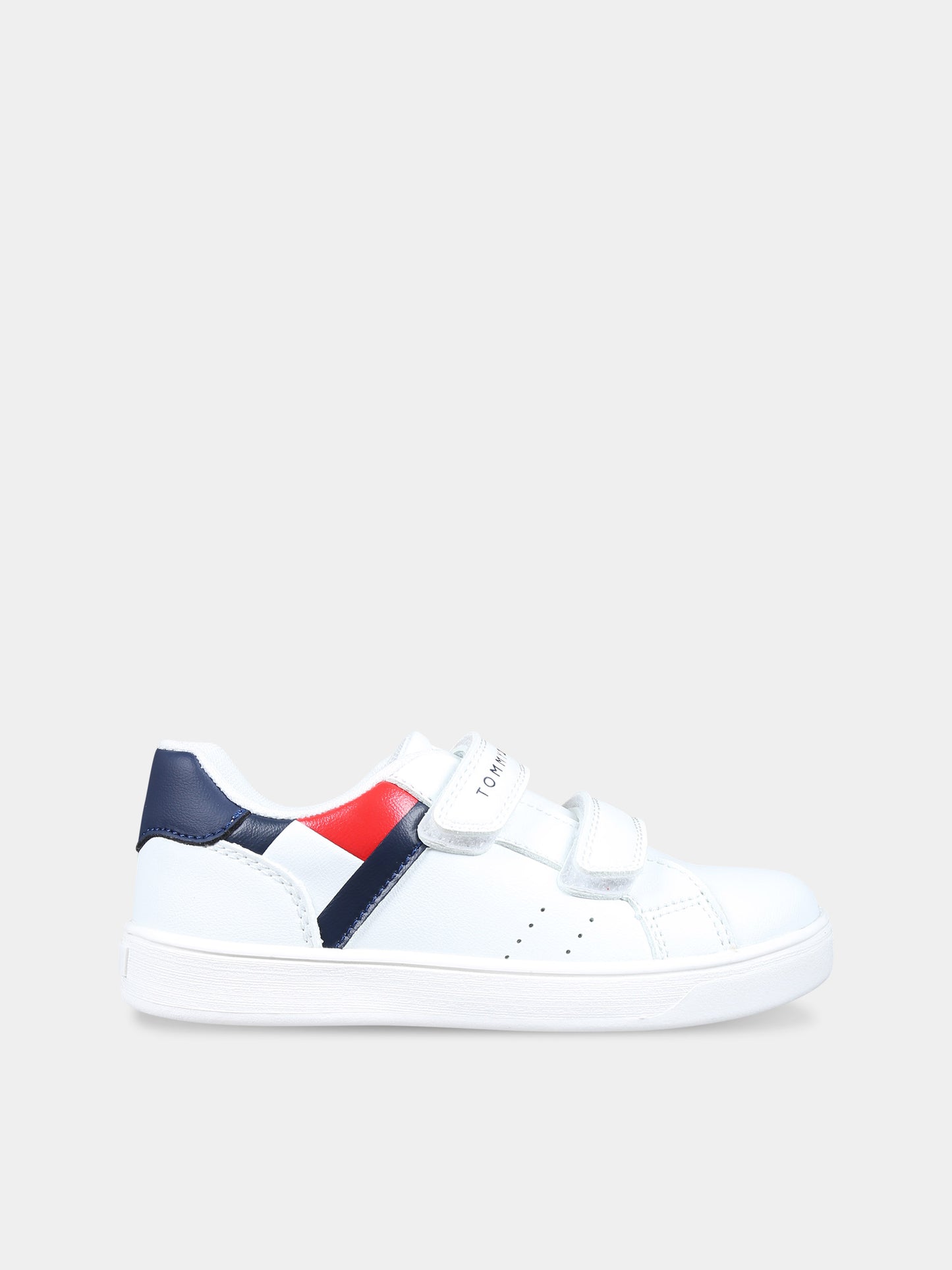 Sneakers bianche per bambini con bandierina e logo,Tommy Hilfiger Junior,T1B9 33327 1355100