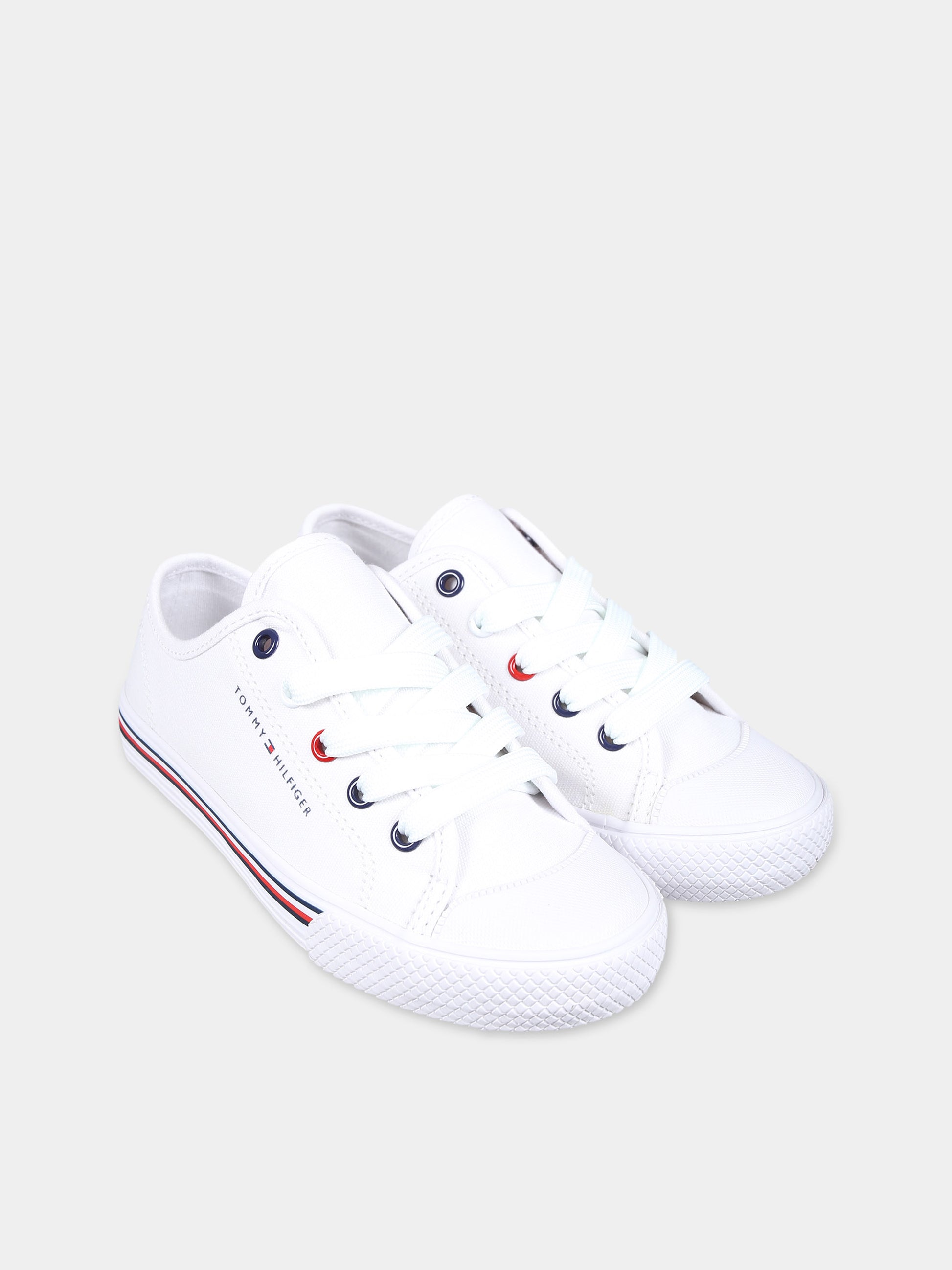 Sneakers bianche per bambini con logo,Tommy Hilfiger Junior,T3X9 33324 0890100