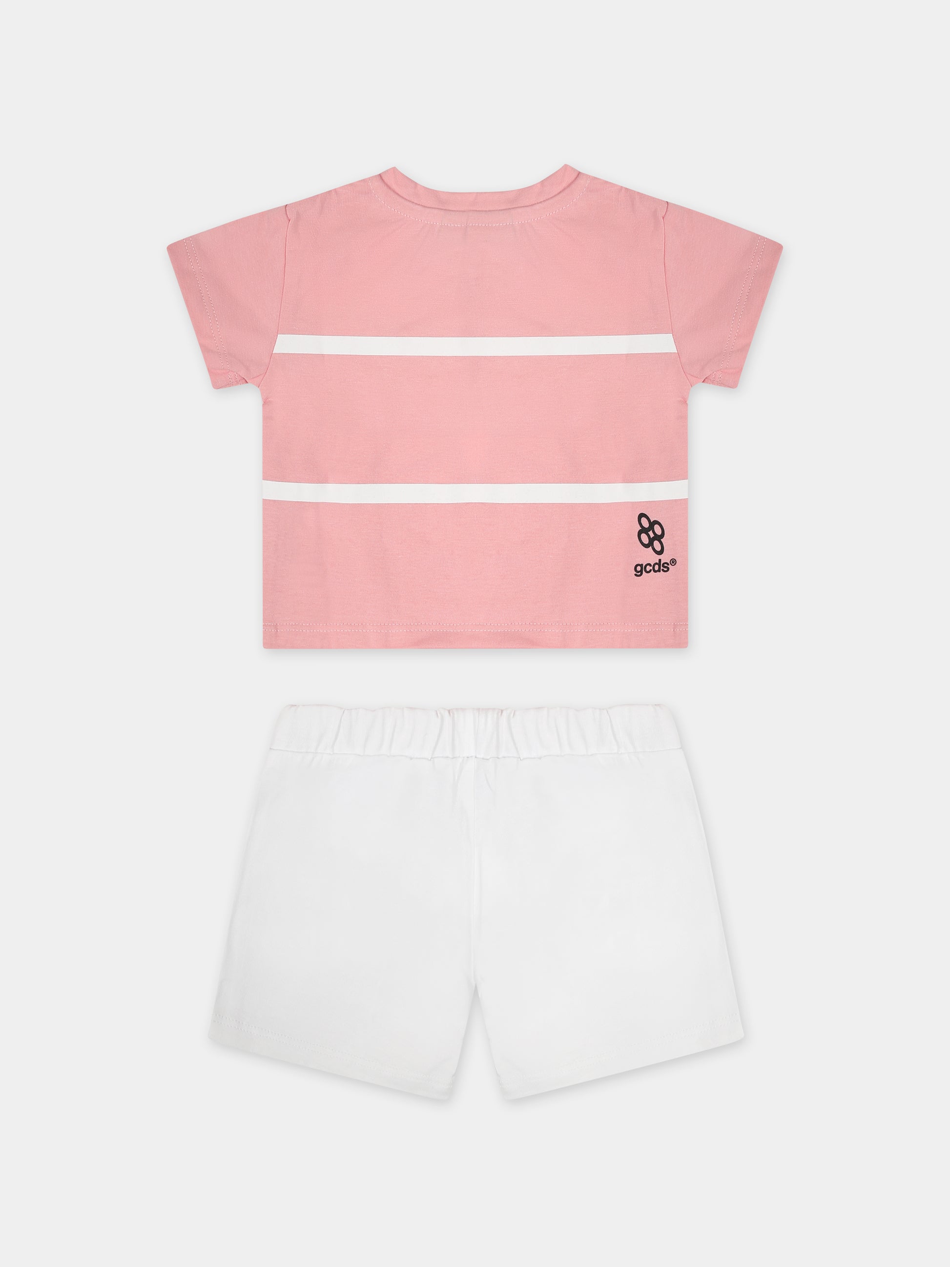 Completo sportivo rosa per neonata con logo,Gcds Kids,GUG008 LAA29 84533
