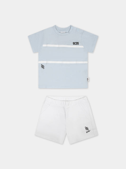 Completo sportivo celeste per neonato con logo,Gcds Kids,GUG008 LAA29 84539