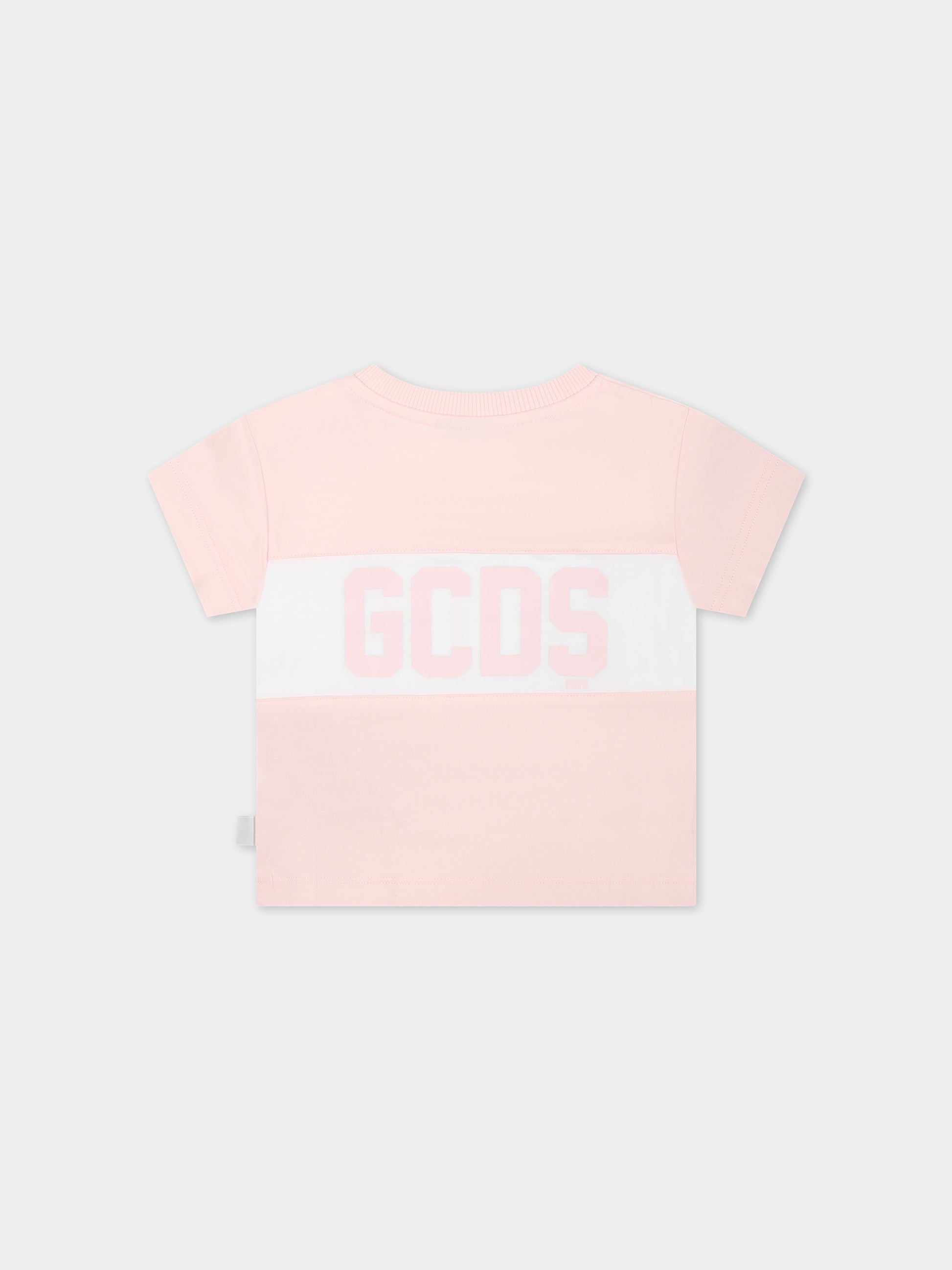 T-shirt rosa per neonati con logo,Gcds Kids,GMM003 LAA22 52483