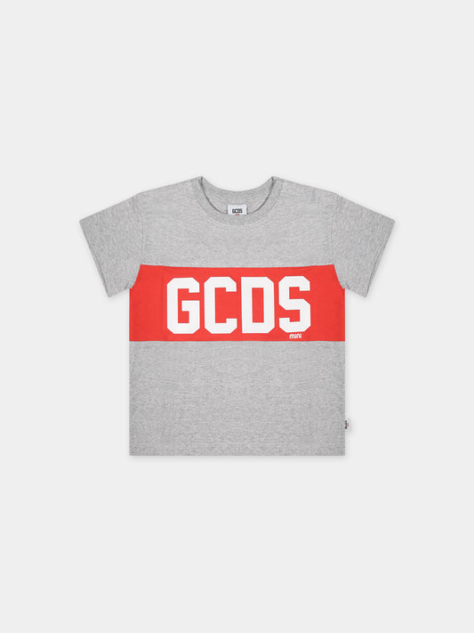 T-shirt grigia per neonati con logo,Gcds Kids,GMM003 LAA22 60926