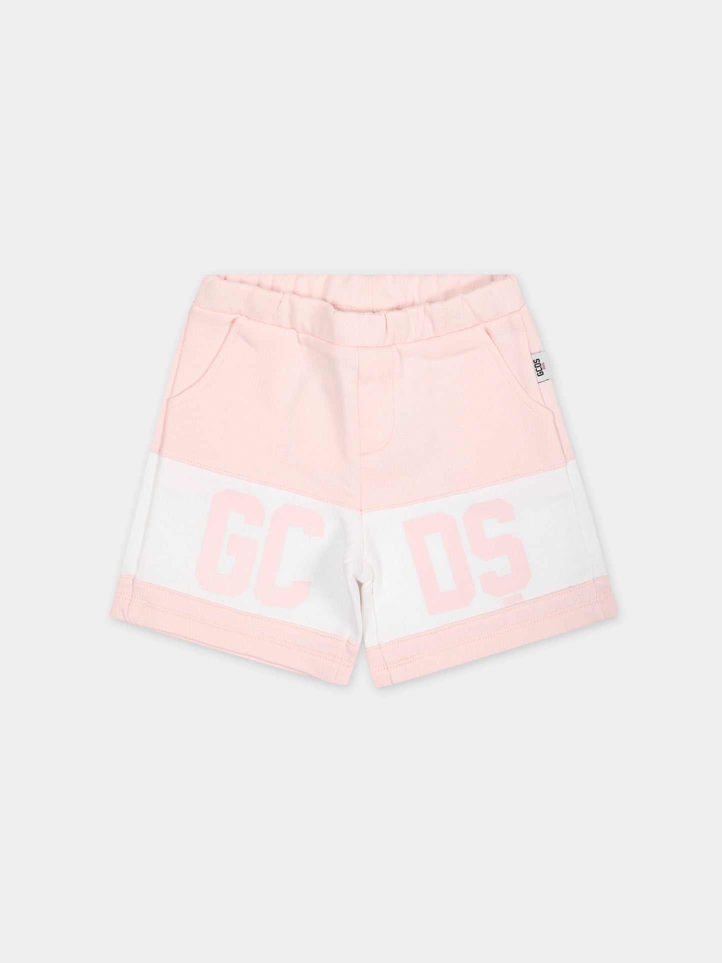 Shorts sportivi rosa  per neonati con logo,Gcds Kids,GMQ002 LCA33 52483