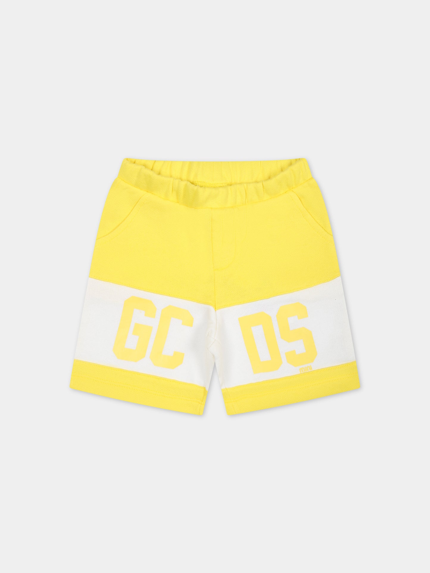 Shorts sportivi gialli per neonati con logo,Gcds Kids,GMQ002 LCA33 51633
