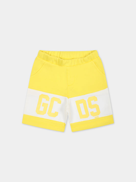 Shorts sportivi gialli per neonati con logo,Gcds Kids,GMQ002 LCA33 51633