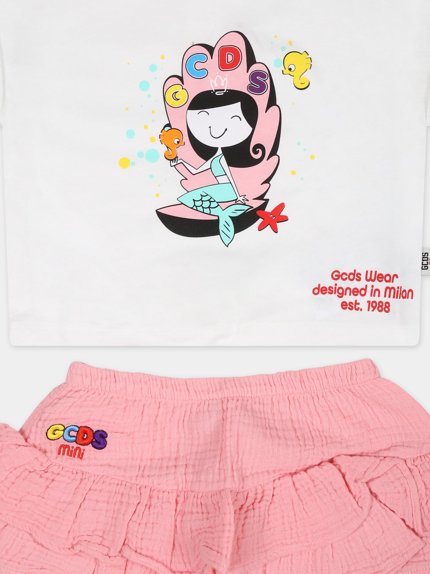 Completo per neonata con stampa sirena,Gcds Kids,GDG002 L1A09 84533