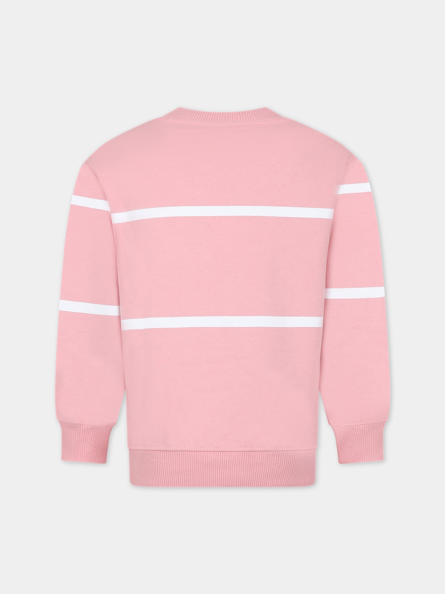 Felpa rosa per bambina con logo nero,Gcds Kids,DOF000 LCA52 51630