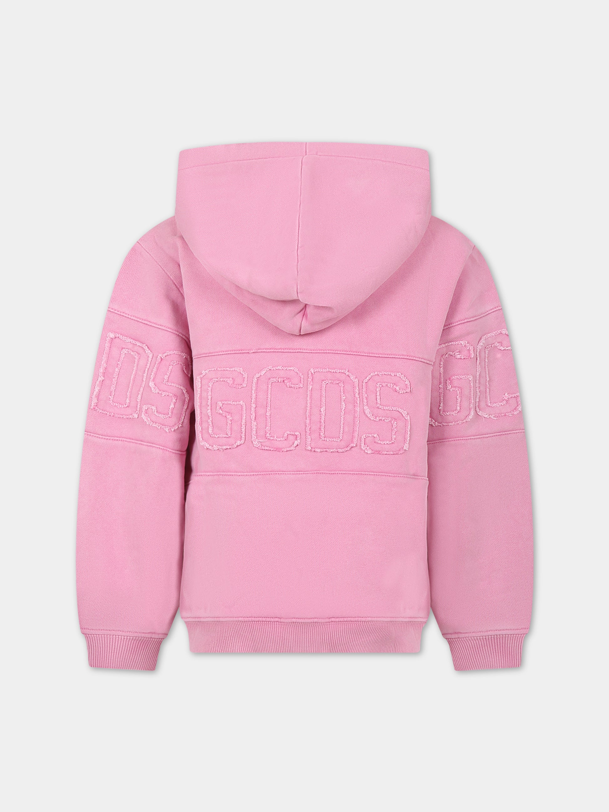 Felpa rosa per bambina con logo,Gcds Kids,DMF00D LCC01 52861