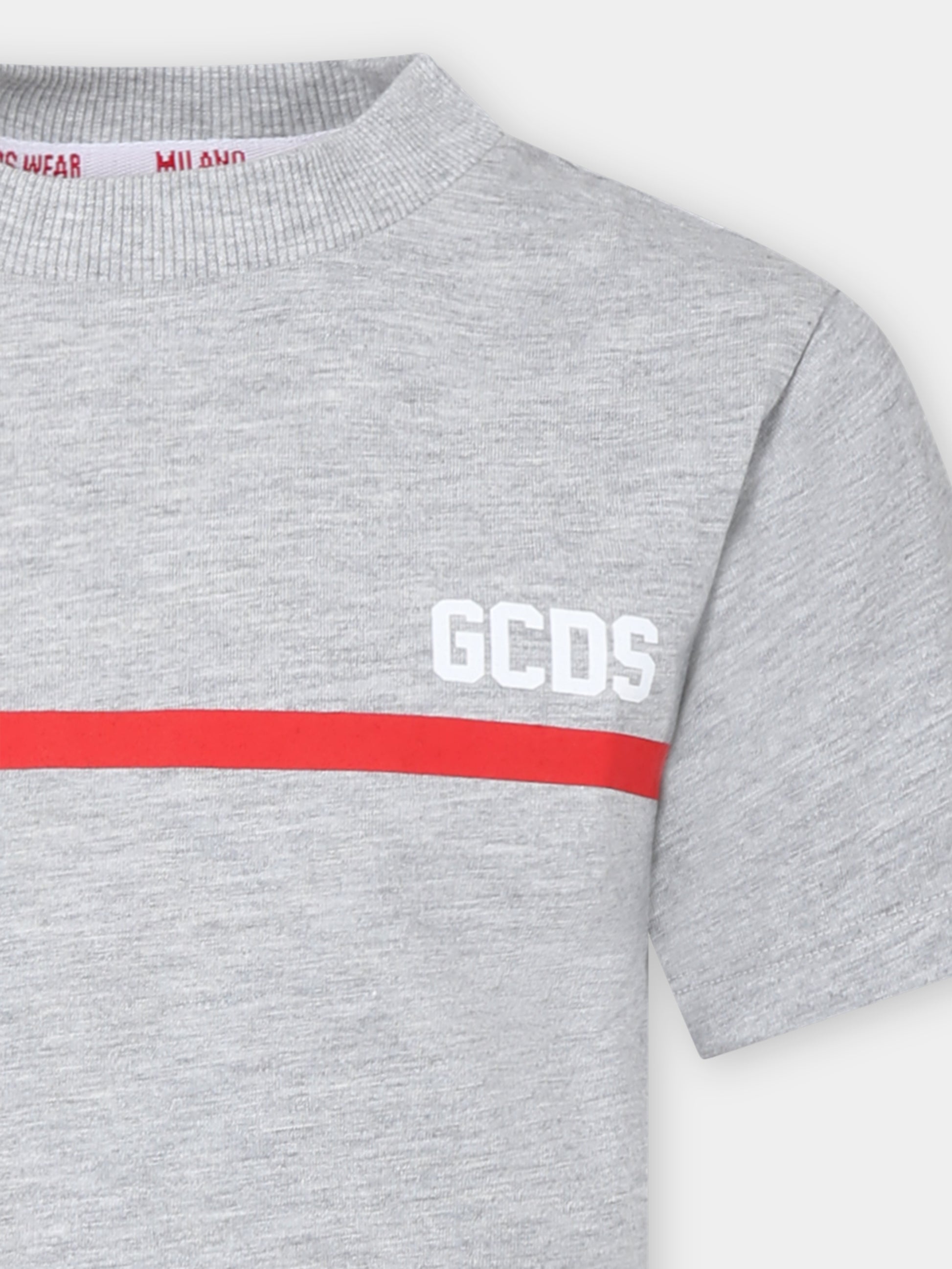T-shirt grigia per bambini con logo nero,Gcds Kids,DUM00I LAA29 60926