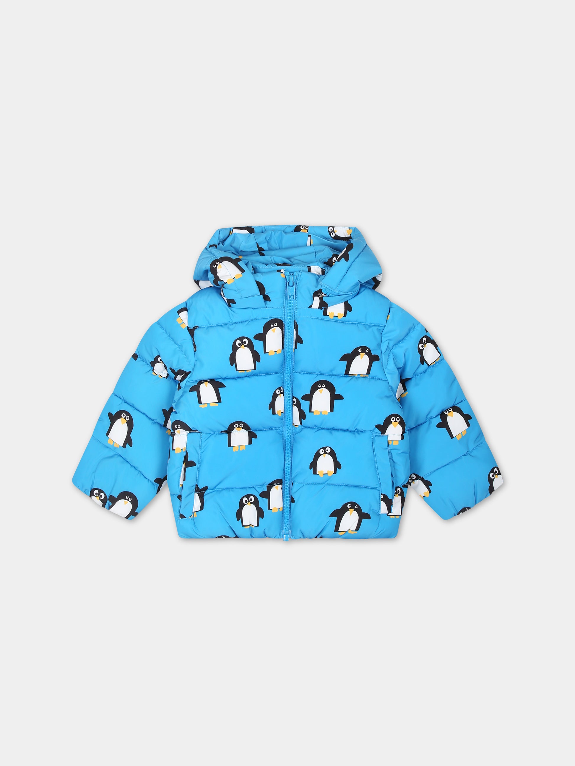Piumino per neonato con stampa pinguini all-over,Stella Mccartney Kids,TT2607 Z1513 644MC