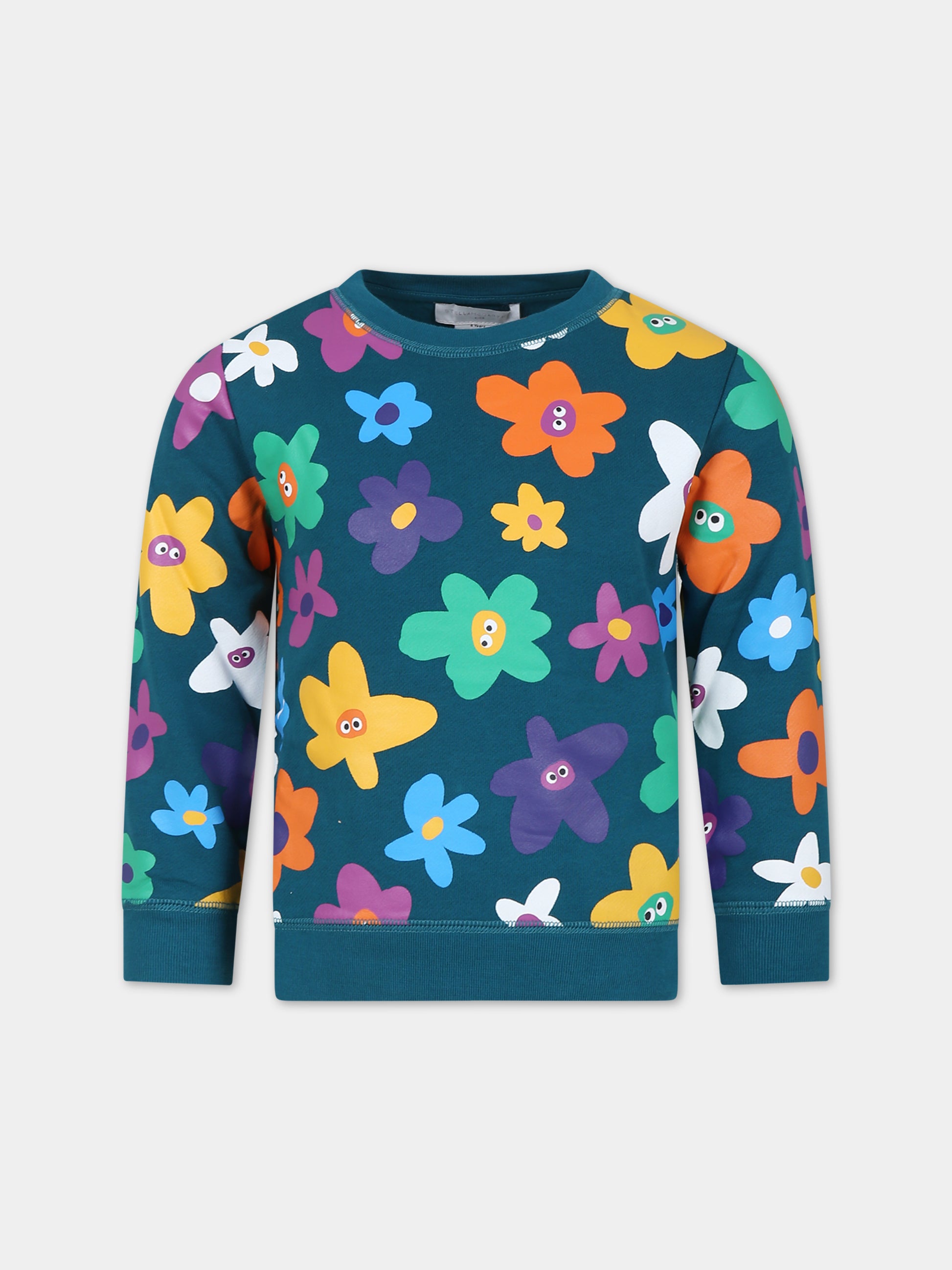 Felpa verde per bambina con fiori,Stella Mccartney Kids,TT4B50 Z1332 619MC