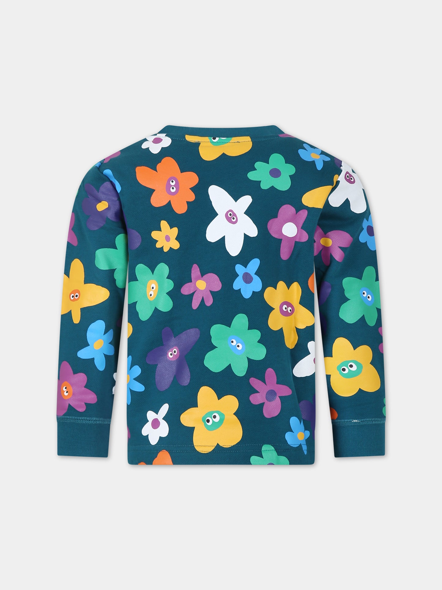 Felpa verde per bambina con fiori,Stella Mccartney Kids,TT4B50 Z1332 619MC