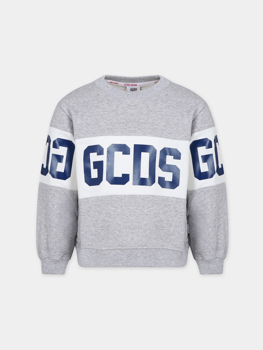 Felpa grigia per bambini con logo,Gcds Kids,DOF005 LCA44 60926