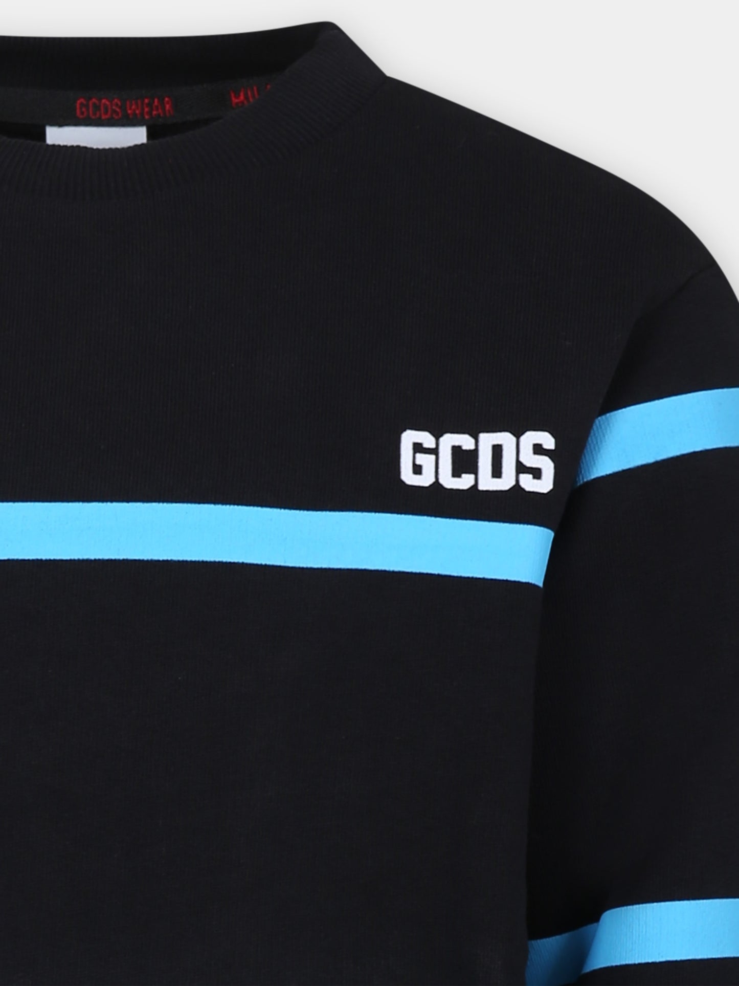 Felpa nera per bambini con logo,Gcds Kids,DQF000 LCA52 85989