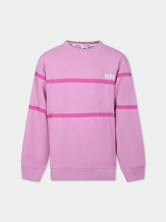 Felpa rosa per bambina con logo,Gcds Kids,DQF000 LCA52 50304