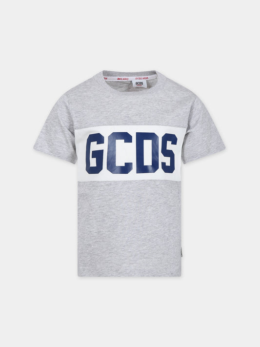 T-shirt grigia per bambini con logo,Gcds Kids,DOM005 LAA22 60926