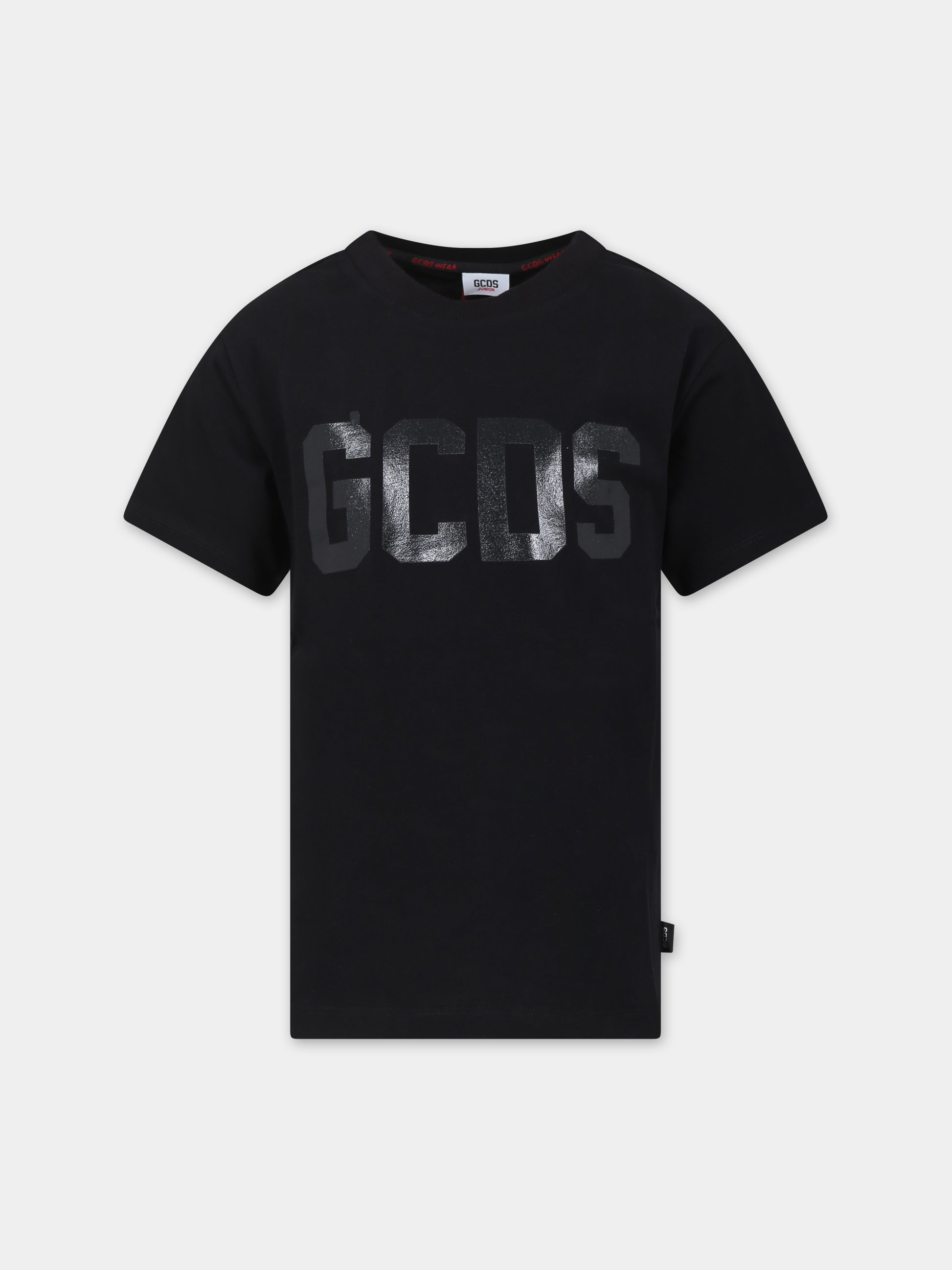 T-shirt nera per bambini con logo,Gcds Kids,DSM00I LAA01 60100