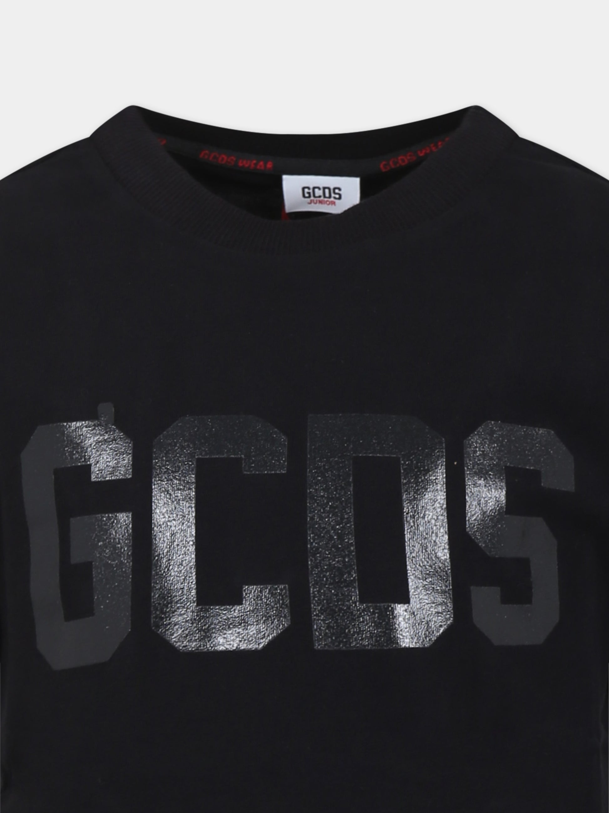 T-shirt nera per bambini con logo,Gcds Kids,DSM00I LAA01 60100