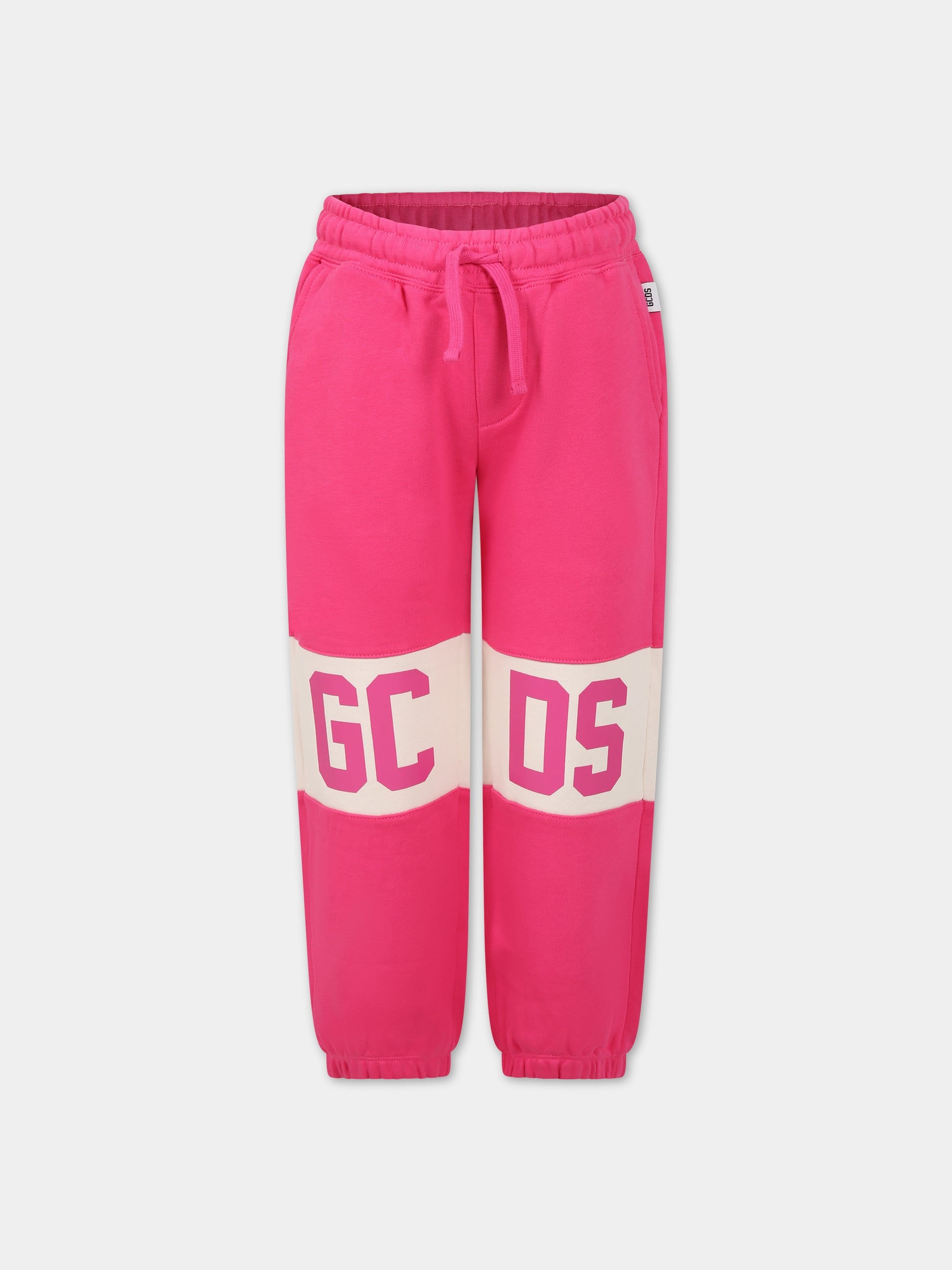 Pantaloni fucsia per bambina con logo,Gcds Kids,DOP003 LCA44 50605