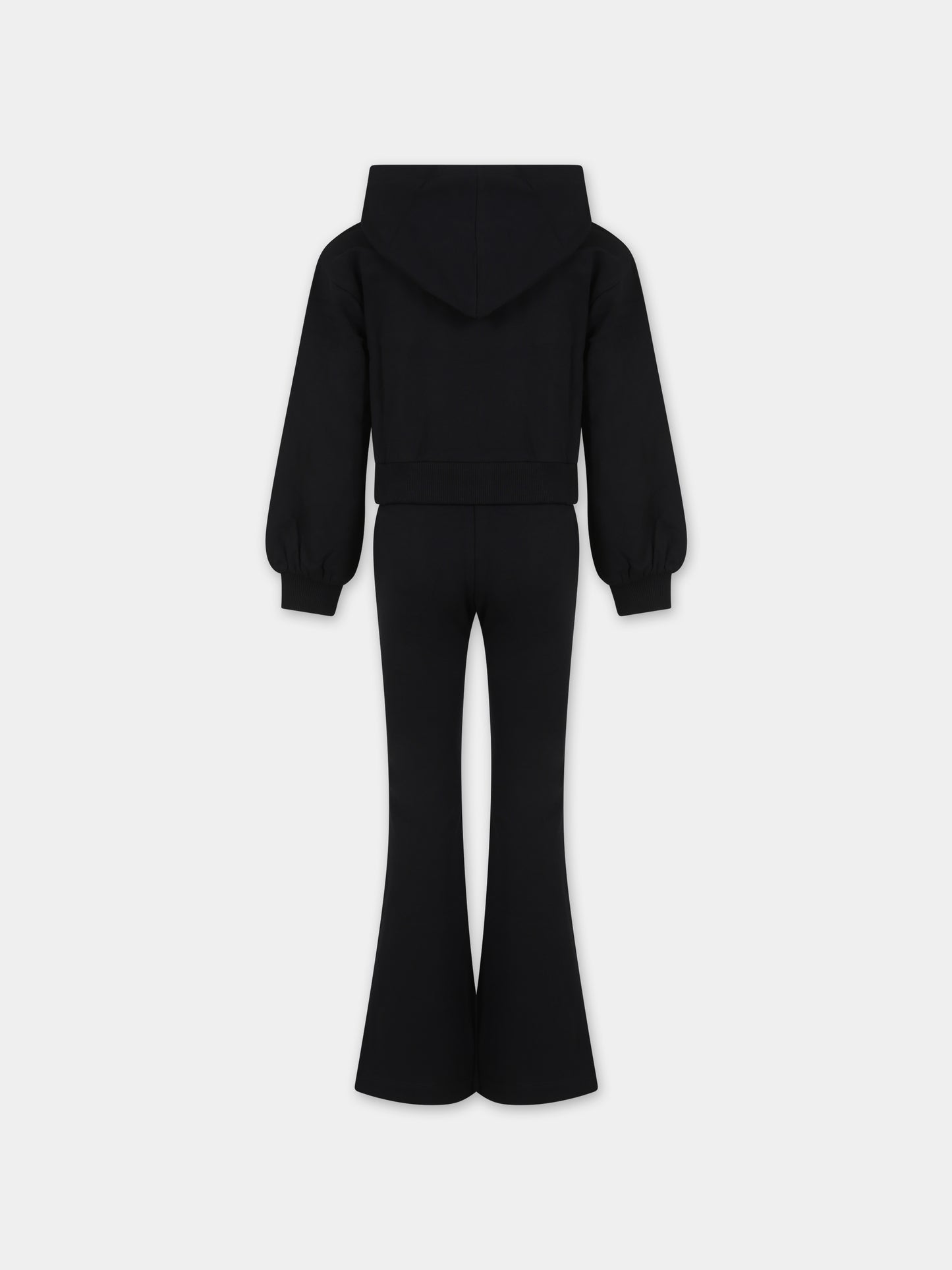 Completo nero per bambina con logo,Moschino Kids,HDK02S LDA16 60100