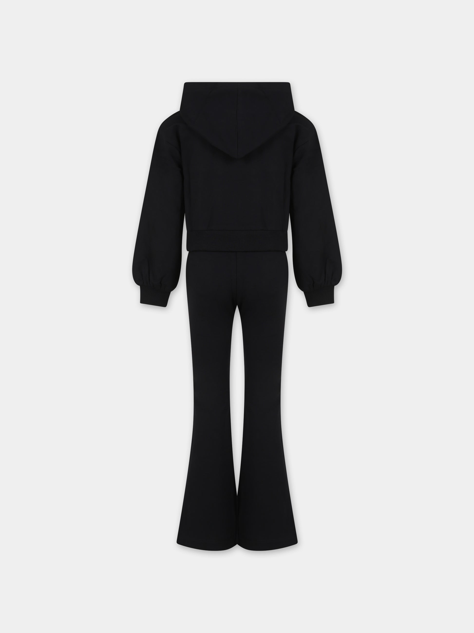 Completo nero per bambina con logo,Moschino Kids,HDK02S LDA16 60100