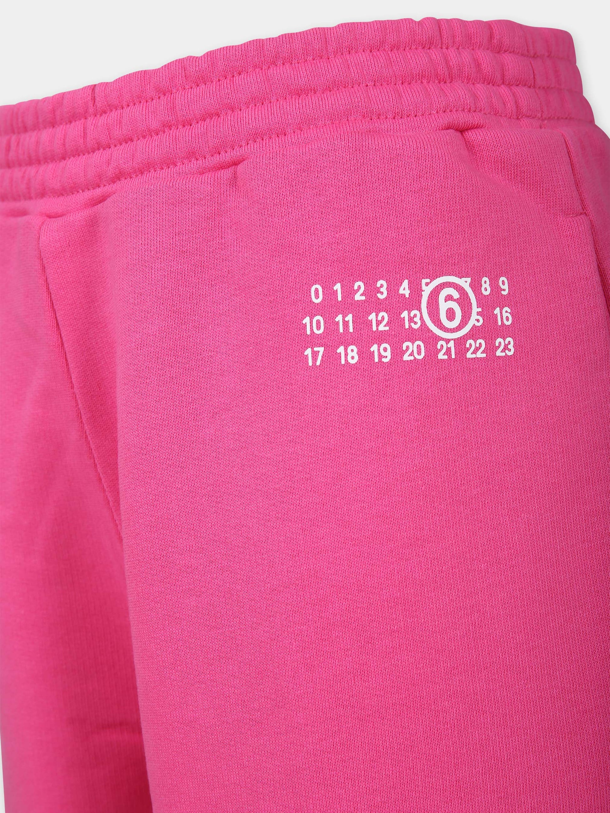 Pantaloni fucsia per bambina con logo,Mm6 Maison Margiela,M60693 MM04H MM6P146U M6307