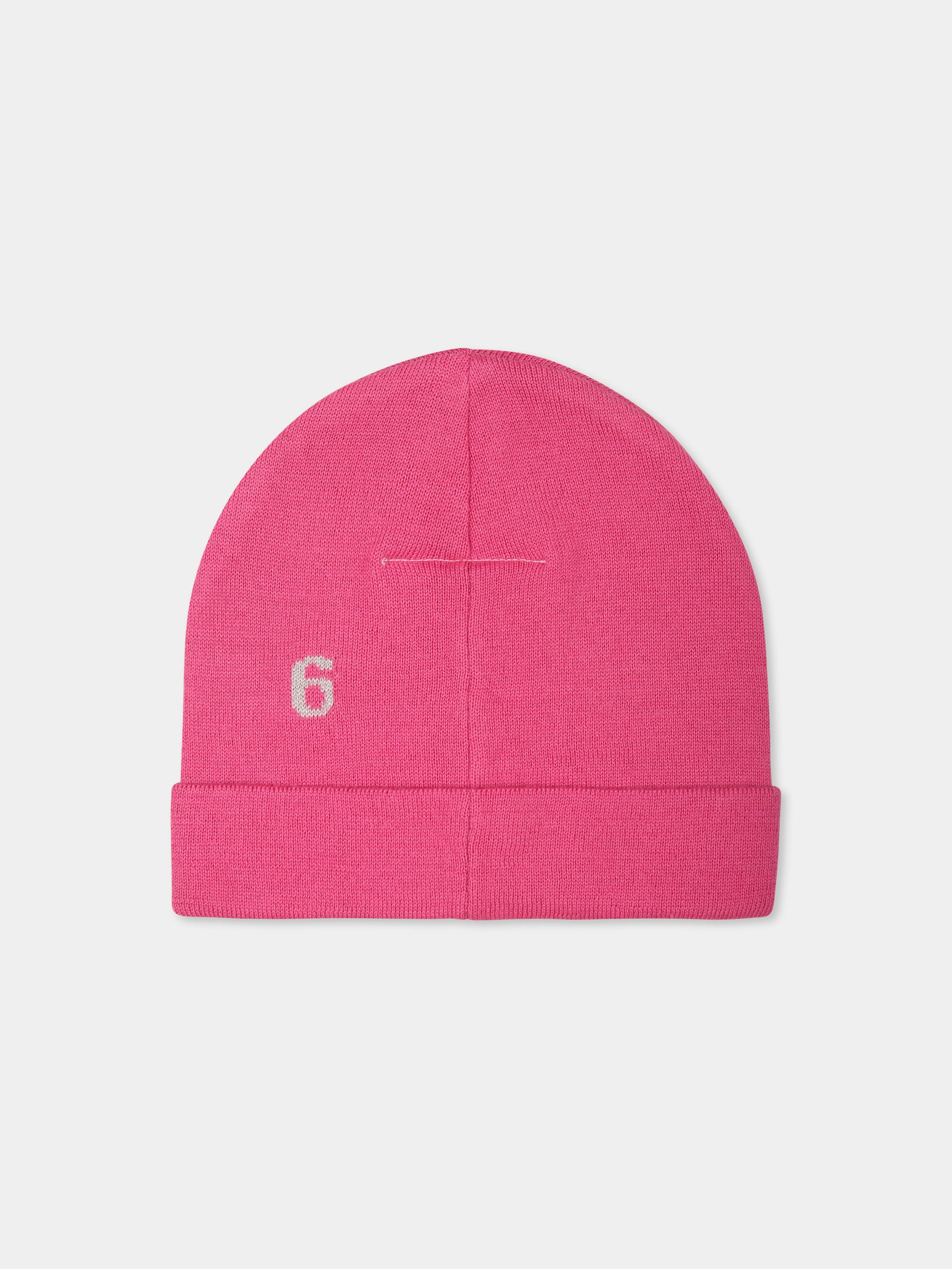 Berretto fucsia per bambina con logo,Mm6 Maison Margiela,M60708 MM04C MM6F23U M6307