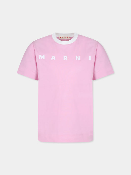 T-shirt rosa per bambina con logo,Marni Kids,M01228 M00L9 MT178U 0M345