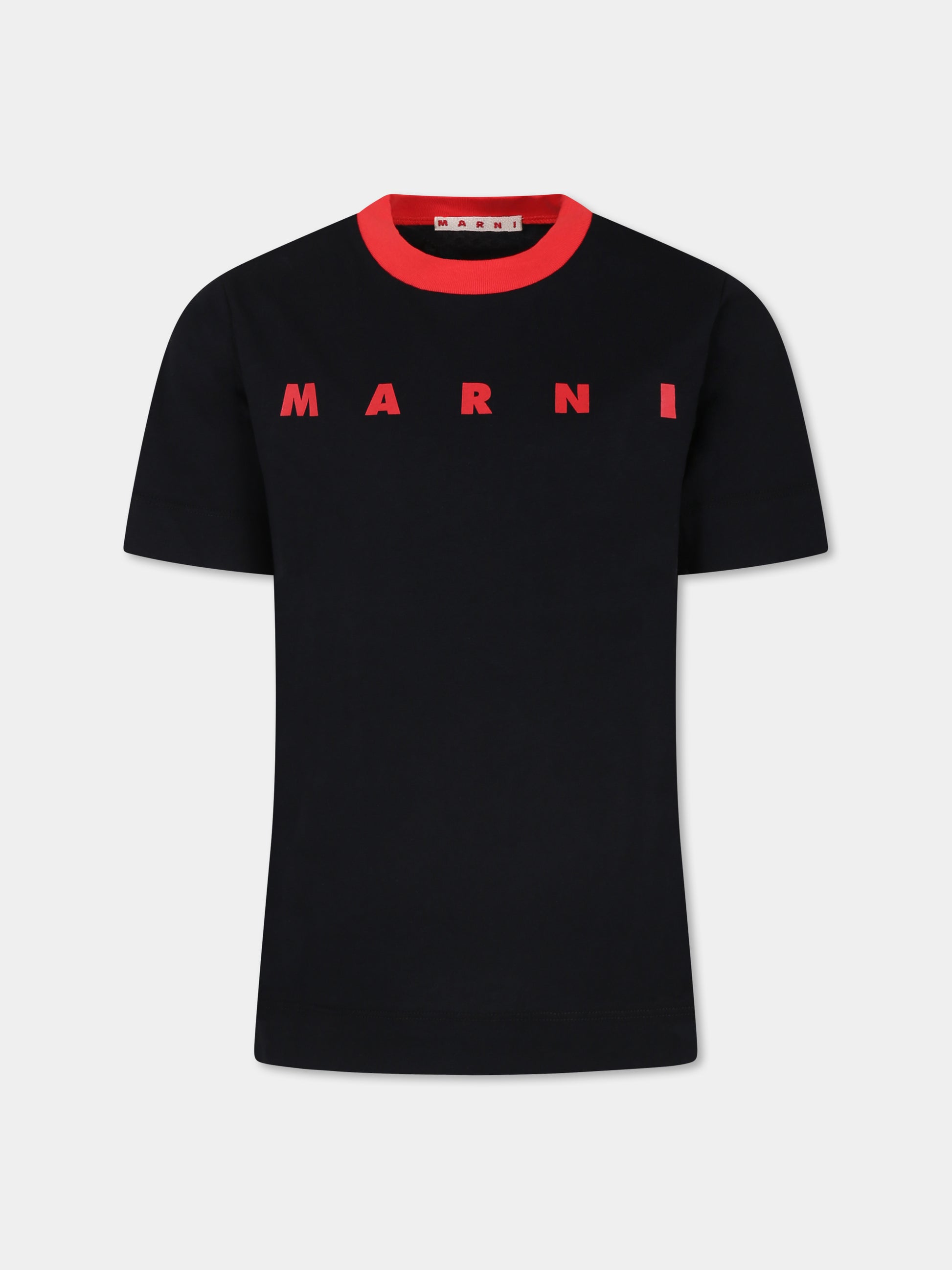 T-shirt nera per bambini con logo,Marni Kids,M01228 M00L9 MT178U 0M900