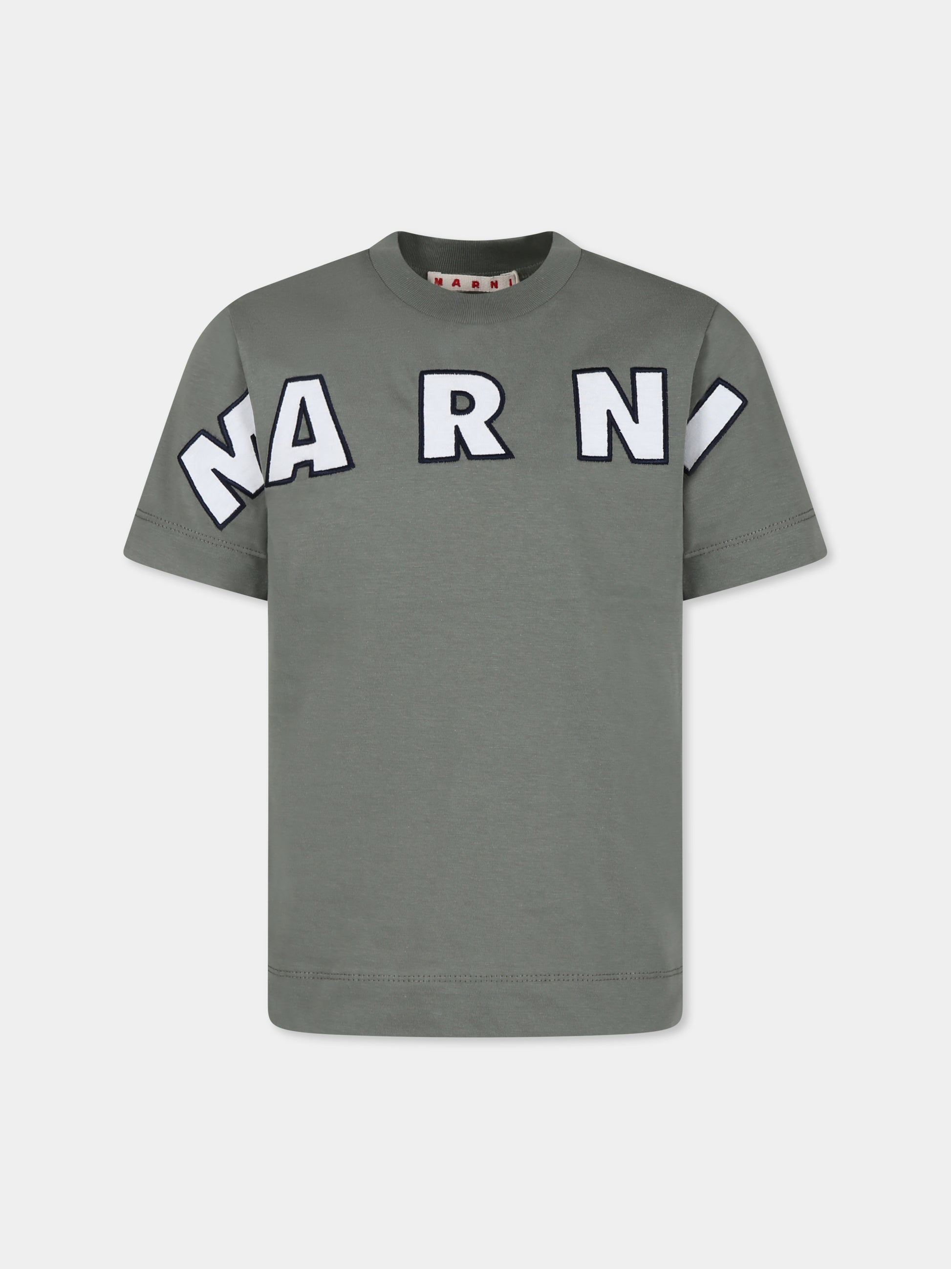 T-shirt verde per bambini con logo,Marni Kids,M01265 M00RF MT179U 0M540