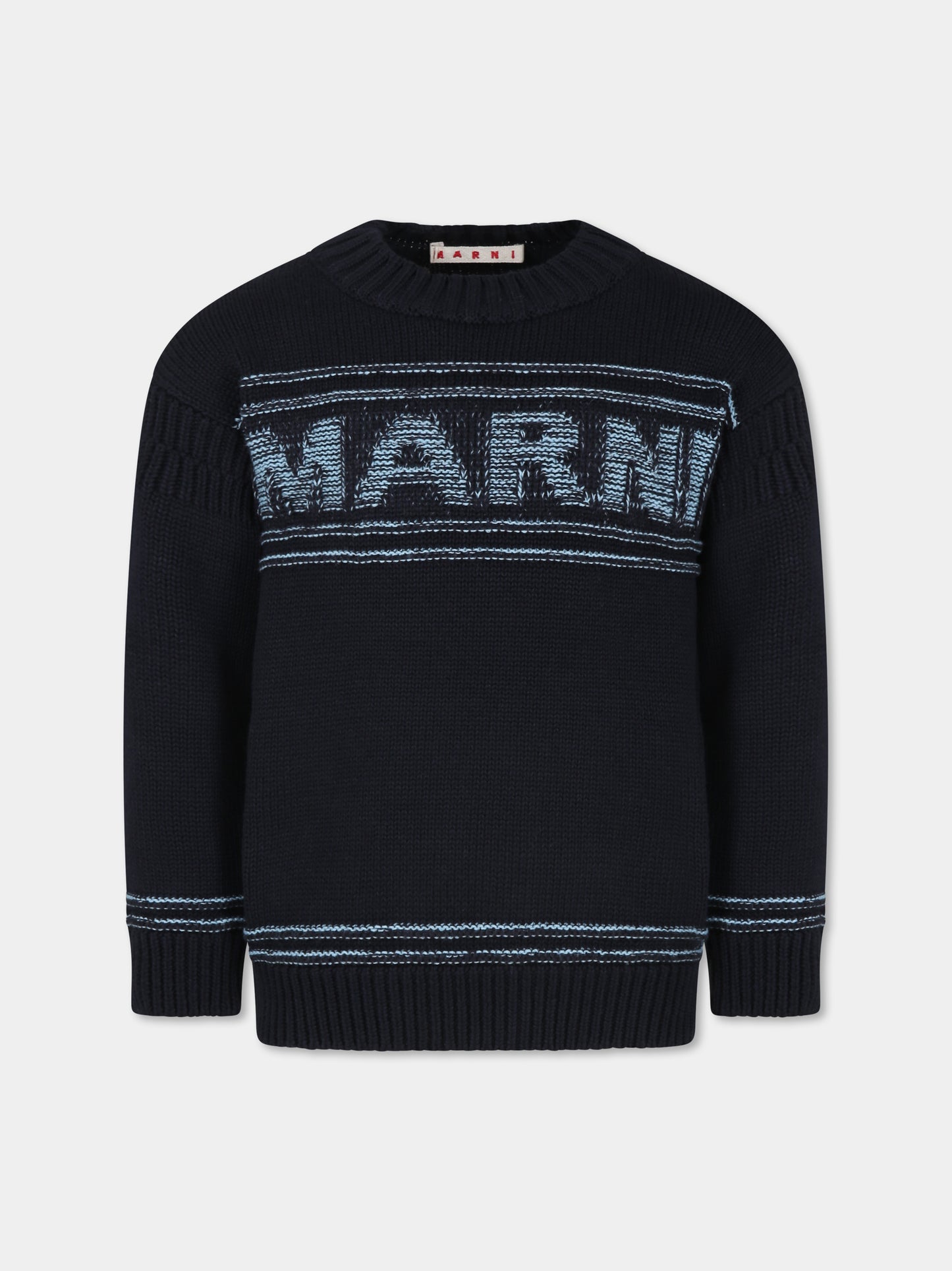 Maglione blu per bambini con logo,Marni Kids,M01212 M00TB MK31U 0M803