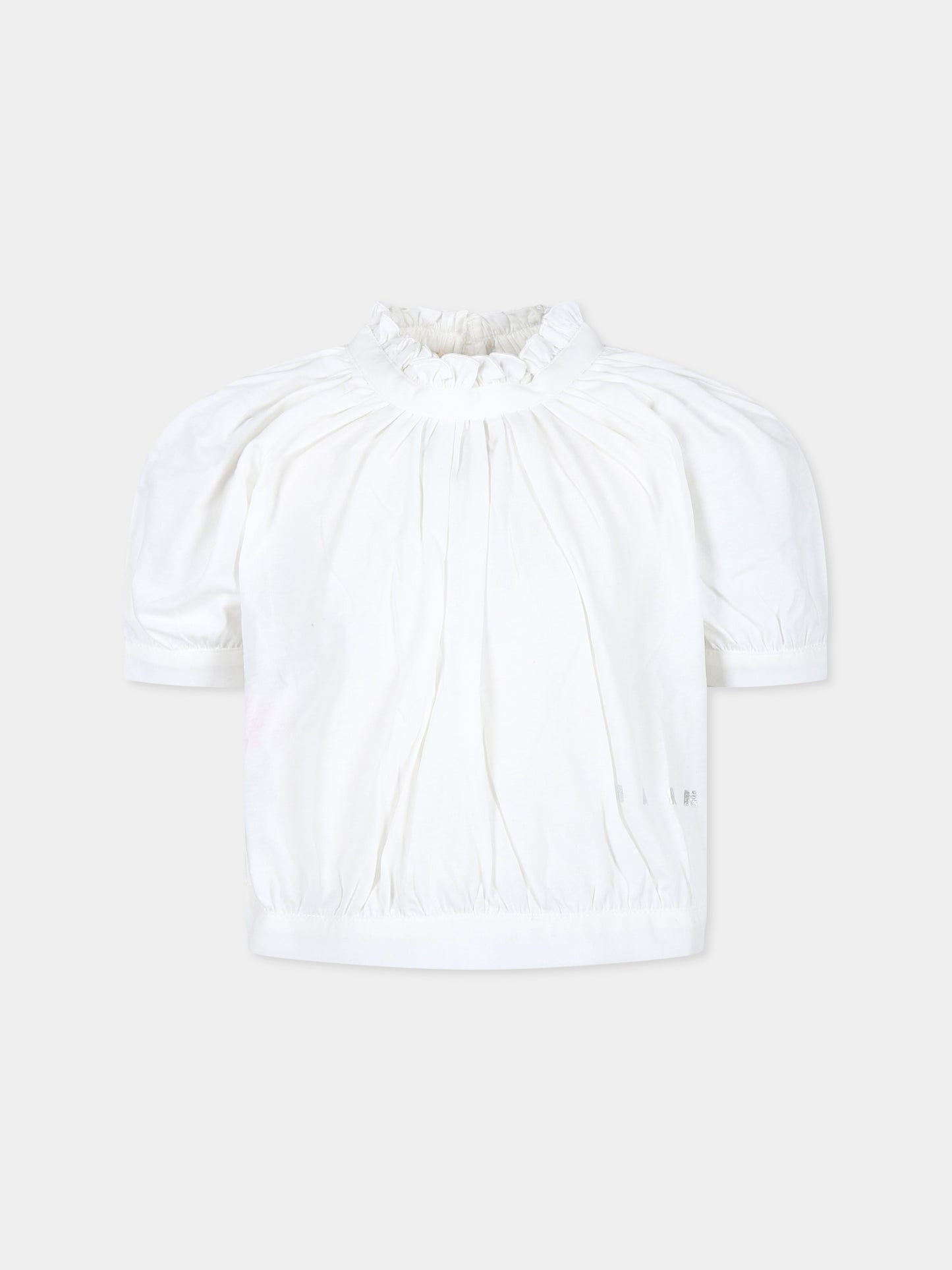 Top crop bianco per bambina con logo,Marni Kids,M01201 M00HZ MT250F 0M110