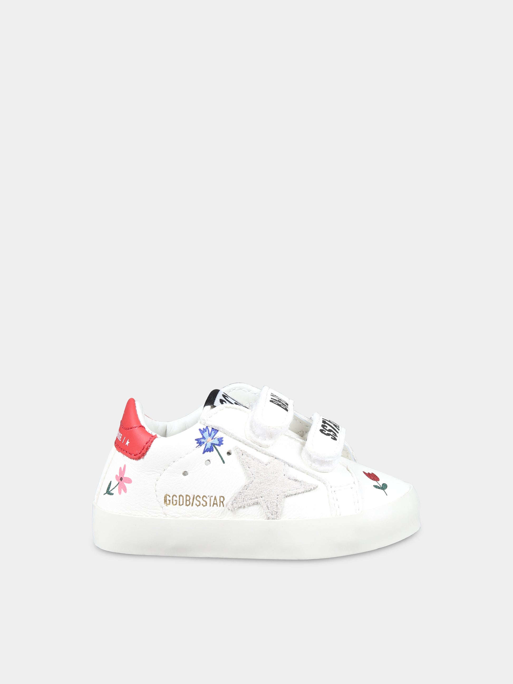 Sneakers Baby School bianche per neonata con stella e fiori,Golden Goose,GIF00166 F006233 10953