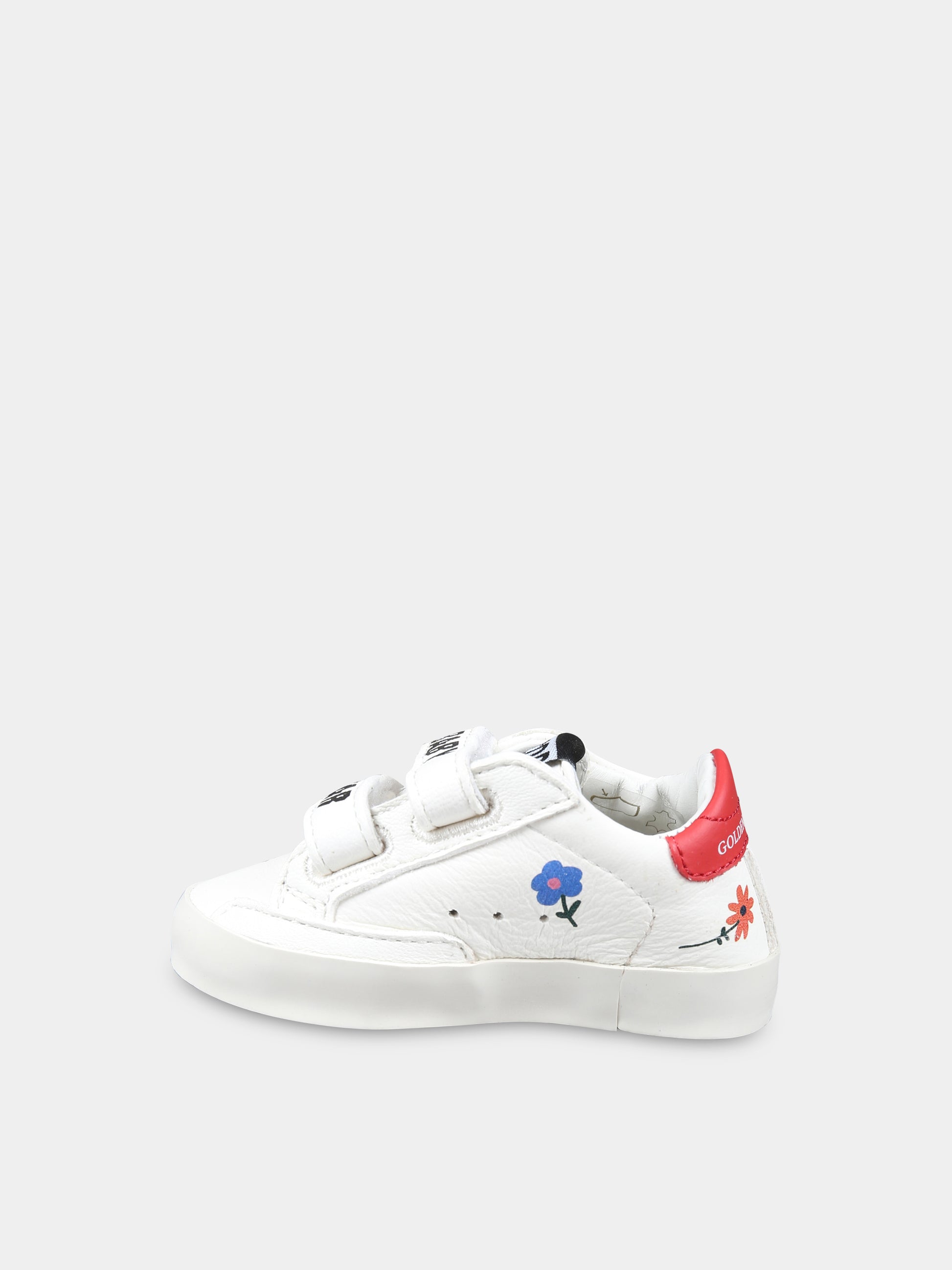 Sneakers Baby School bianche per neonata con stella e fiori,Golden Goose,GIF00166 F006233 10953