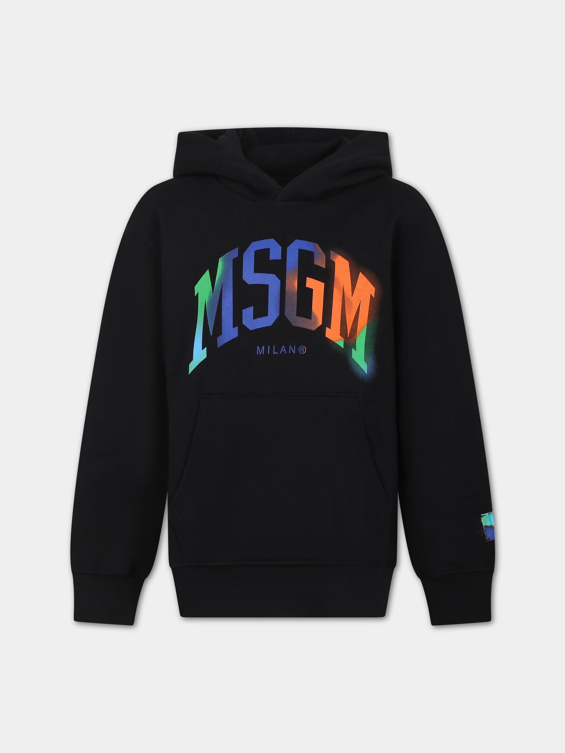 Felpa nera per bambina con logo multicolor,Msgm Kids,F3MSJBHS109 110
