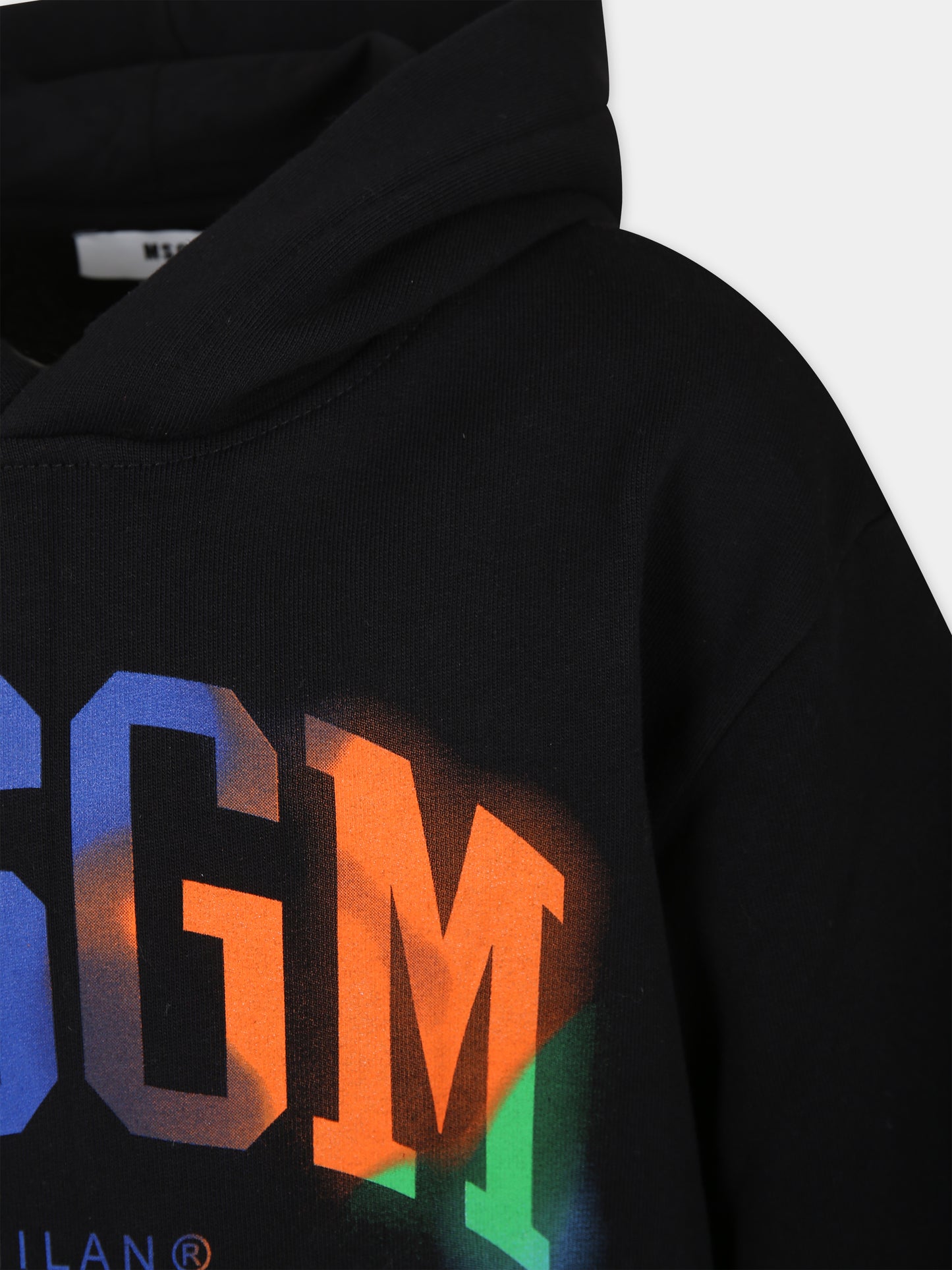 Felpa nera per bambina con logo multicolor,Msgm Kids,F3MSJBHS109 110