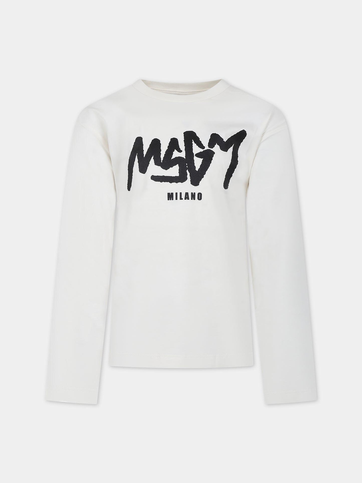 T-shirt avorio per bambino con logo,Msgm Kids,F3MSJBTH202 013