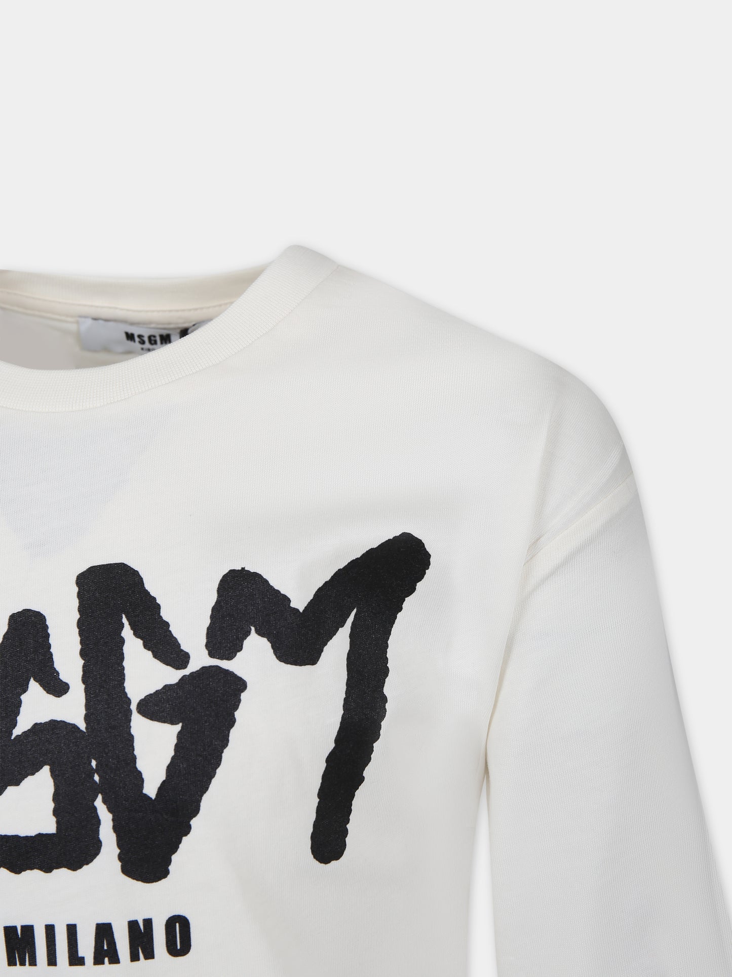 T-shirt avorio per bambino con logo,Msgm Kids,F3MSJBTH202 013