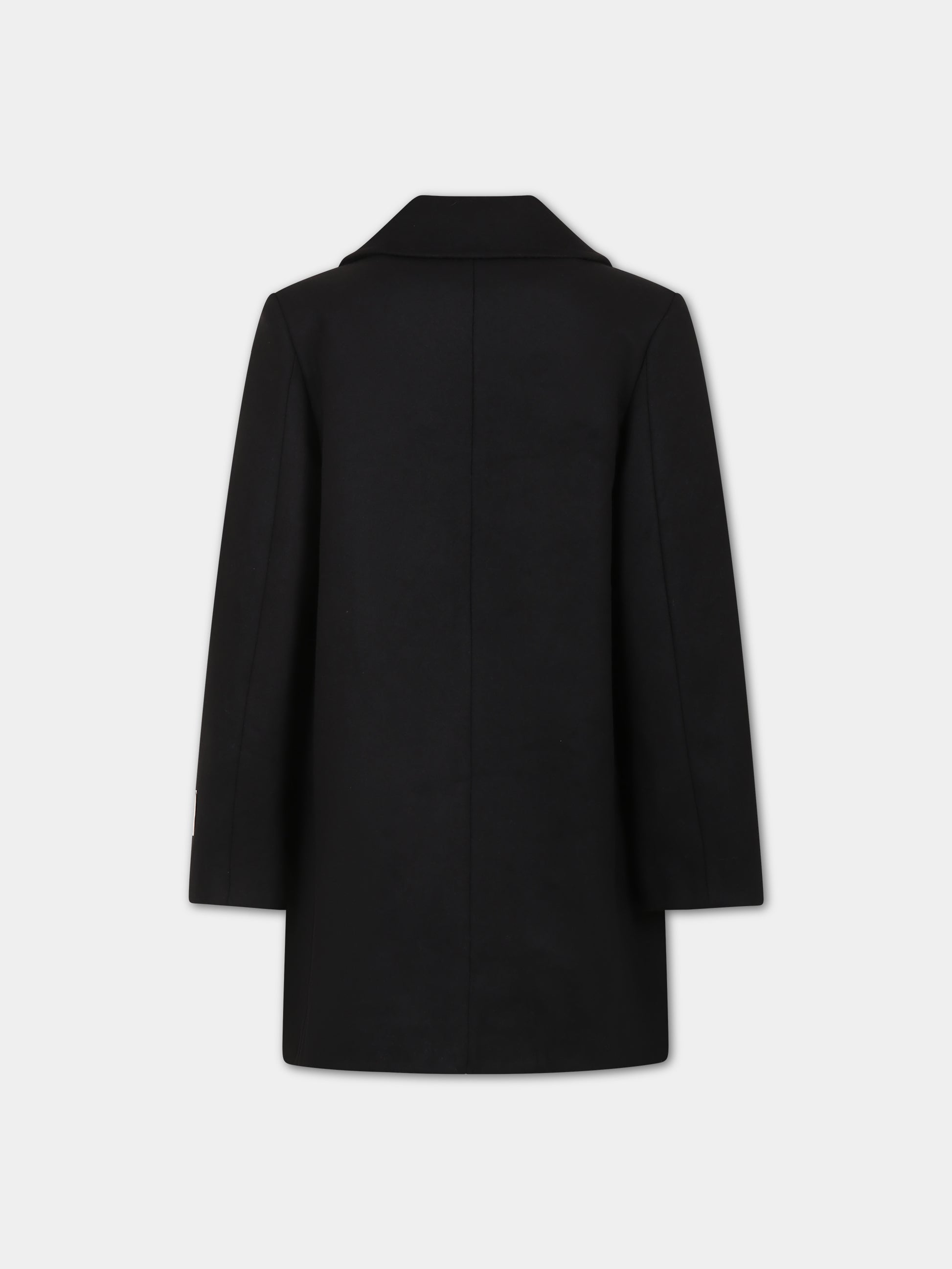 Cappotto nero per bambini con logo,Msgm Kids,F3MSJUCO180 110